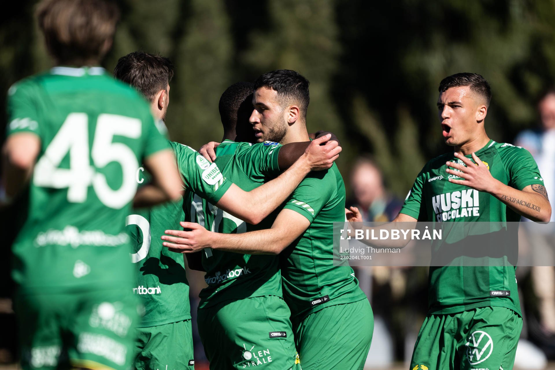 Abdelrahman Saidi of Hammarby celebrates with teammates