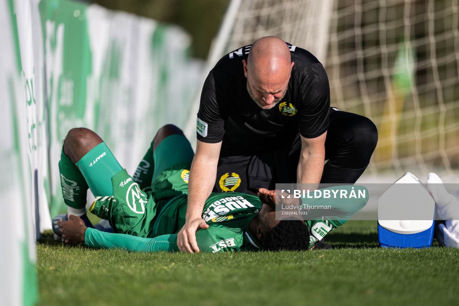 Shaquille Pinas of Hammarby in pain