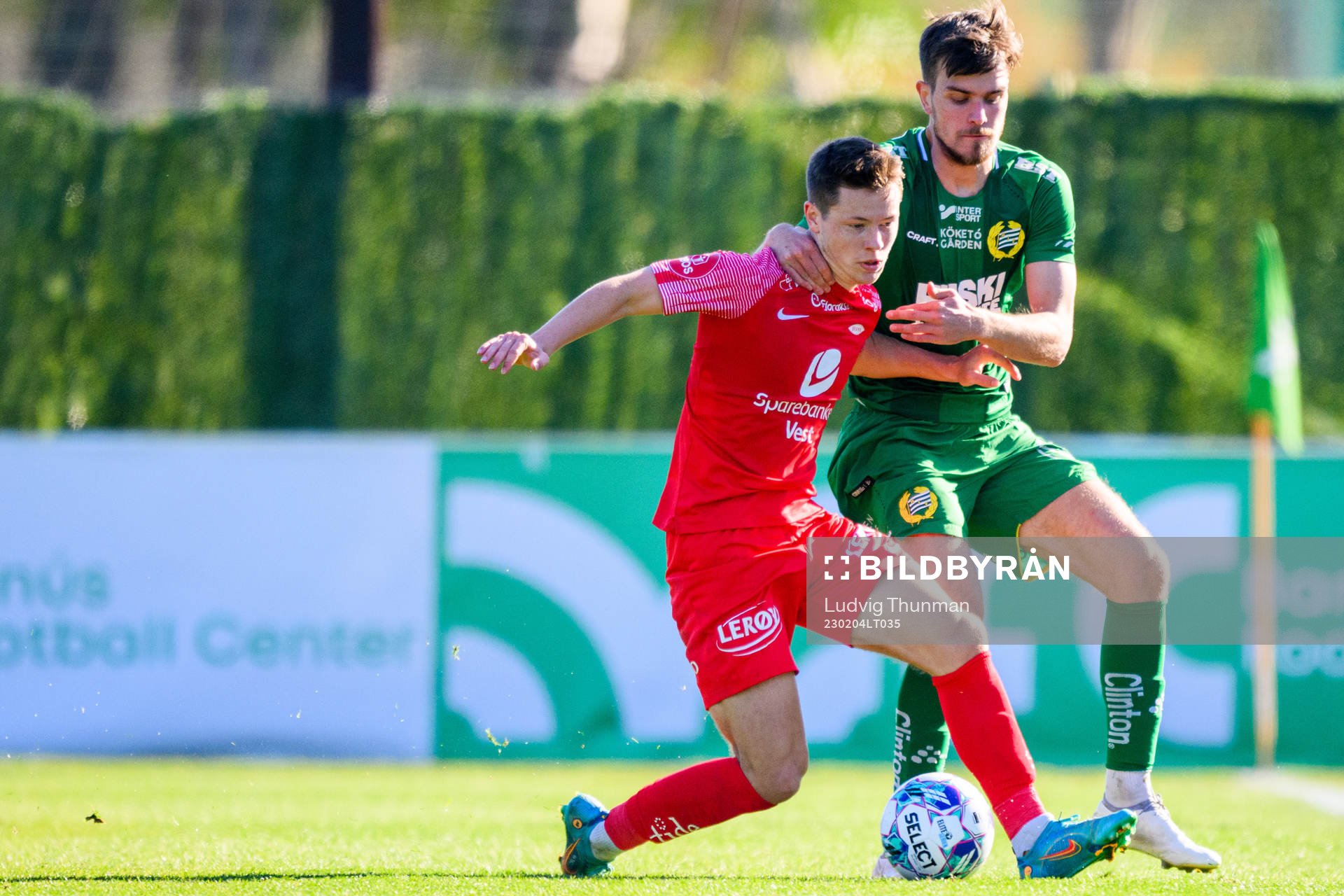Mathias Rasmussen of Brann and Pavle Vagic of Hammarby