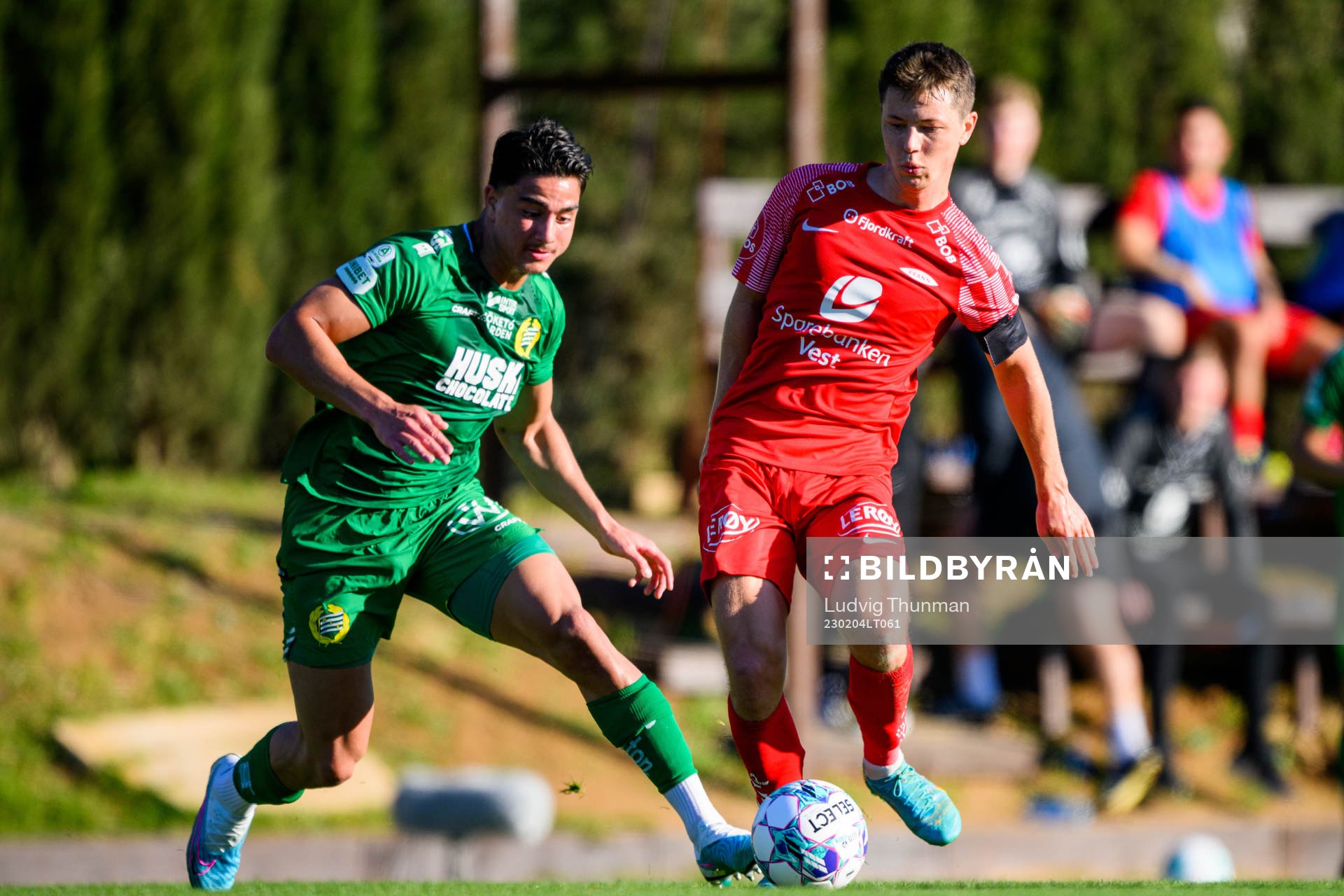 Jusef Erabi of Hammarby and Mathias Rasmussen of Brann