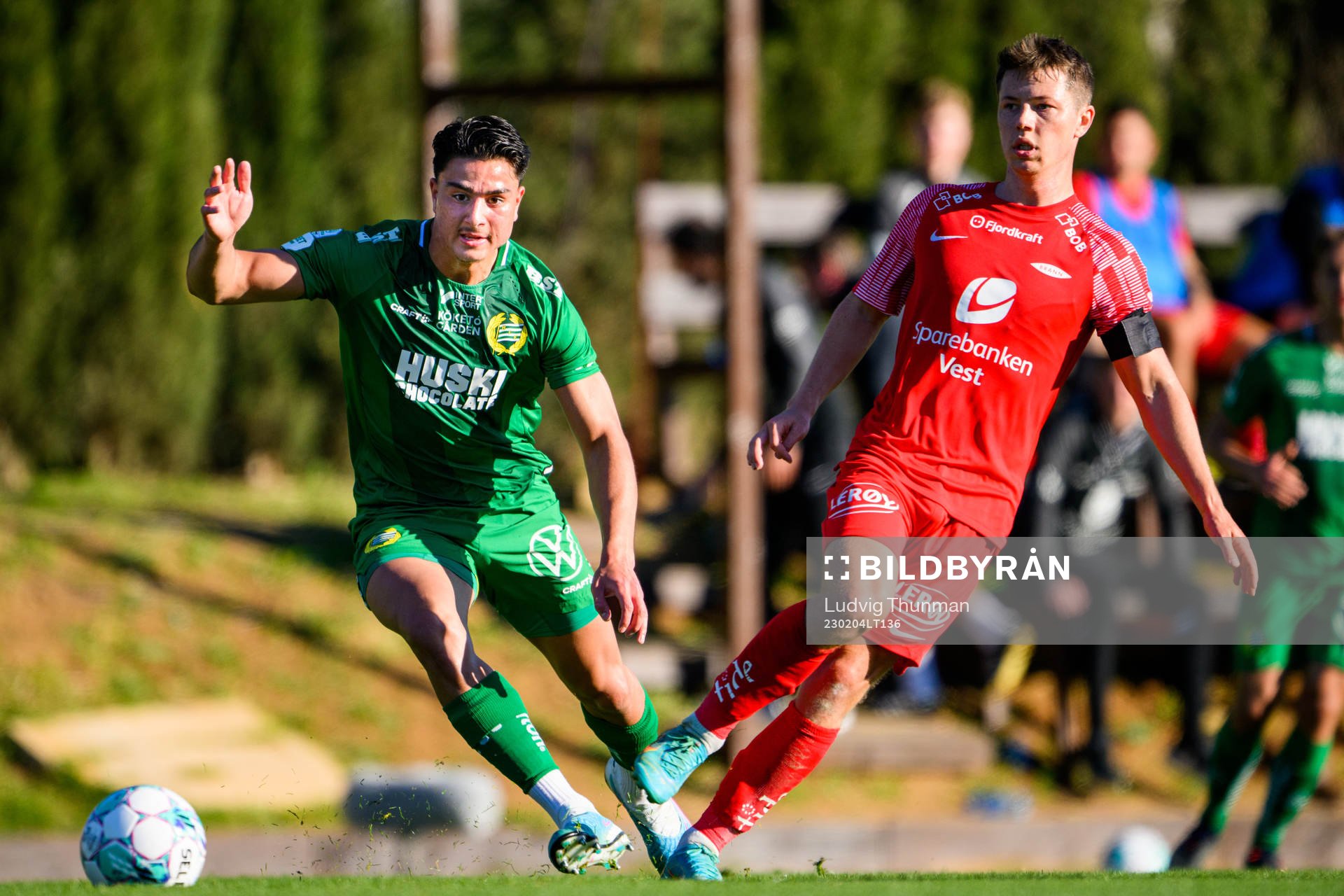Jusef Erabi of Hammarby and Mathias Rasmussen of Brann