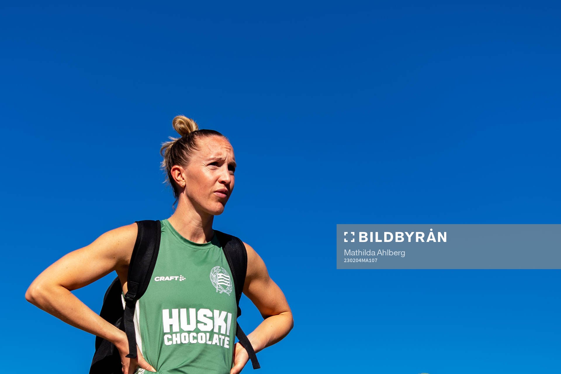 Julia Roddar under en fotbollsträning med Hammarby den 4 februari 2023 i Marbella. 