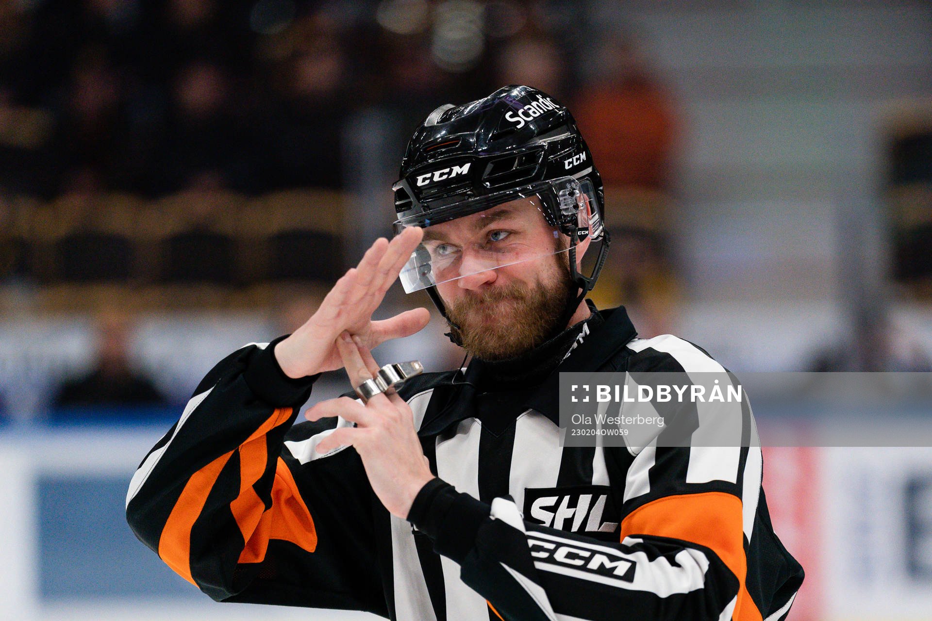 Domare Daniel Eriksson visar timeout