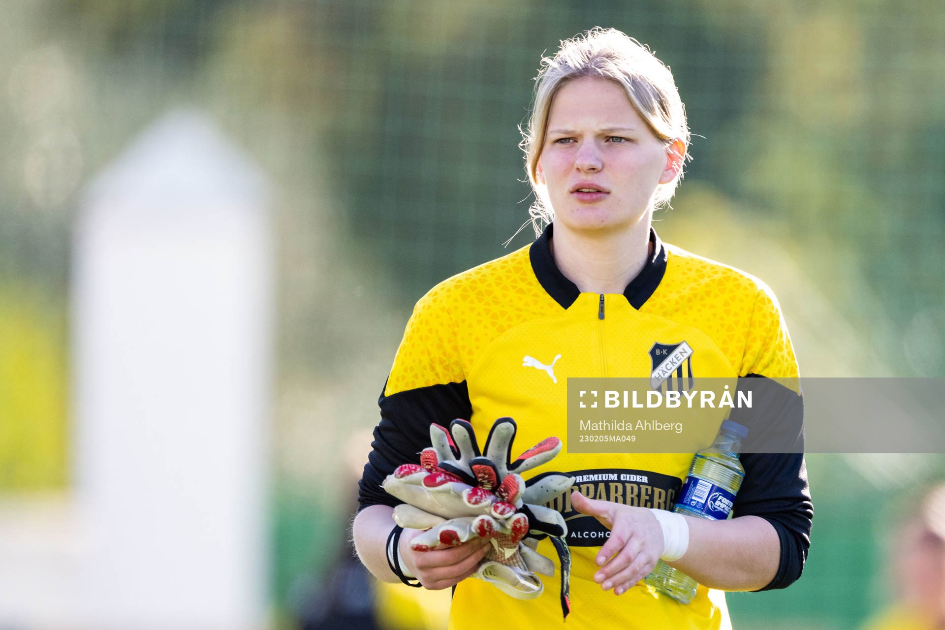 Målvakt Kajsa Wallem under en fotbollsträning med Häcken den 5 februari 2023 i Marbella. 