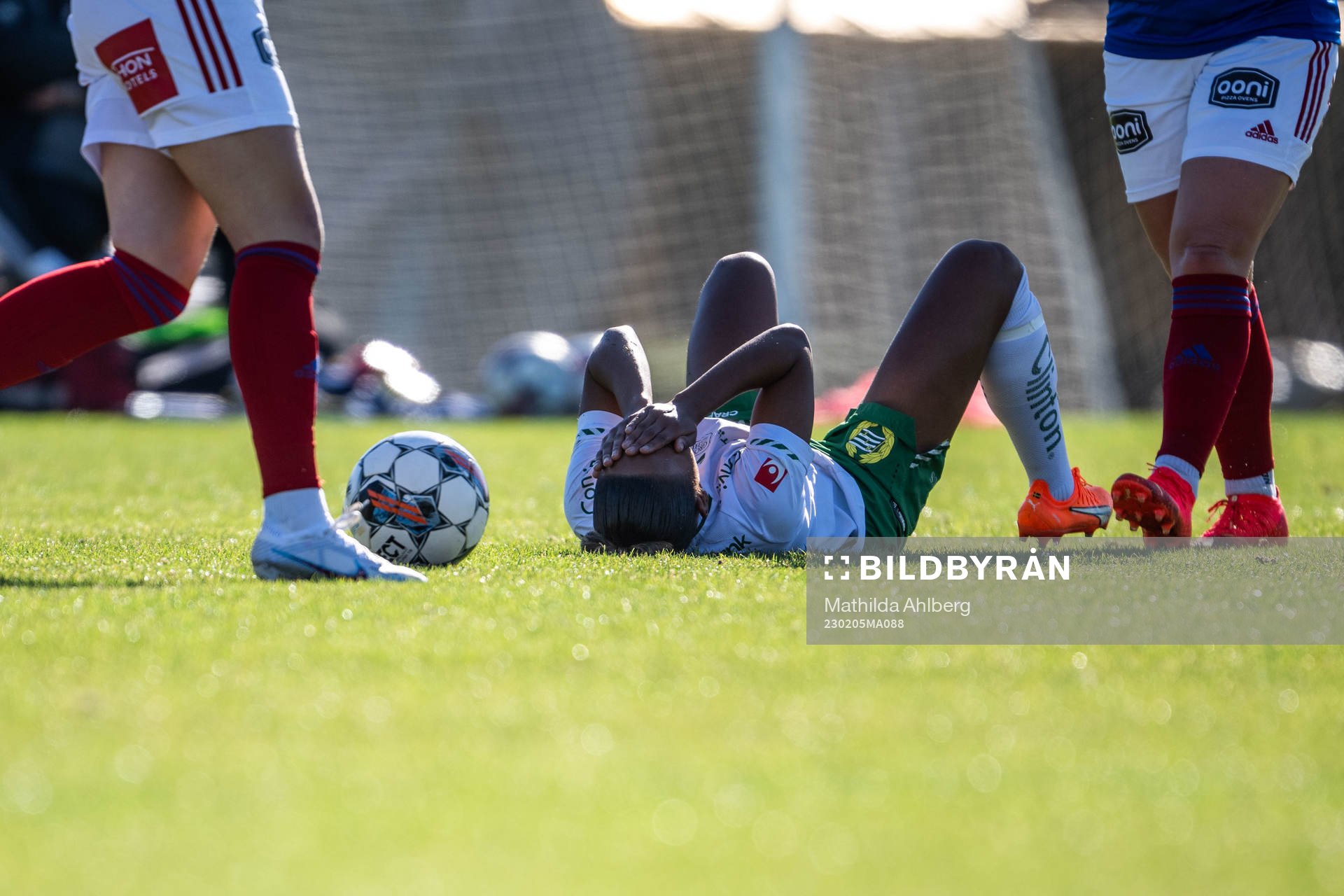 Madelen Janogy of Hammarby in pain
