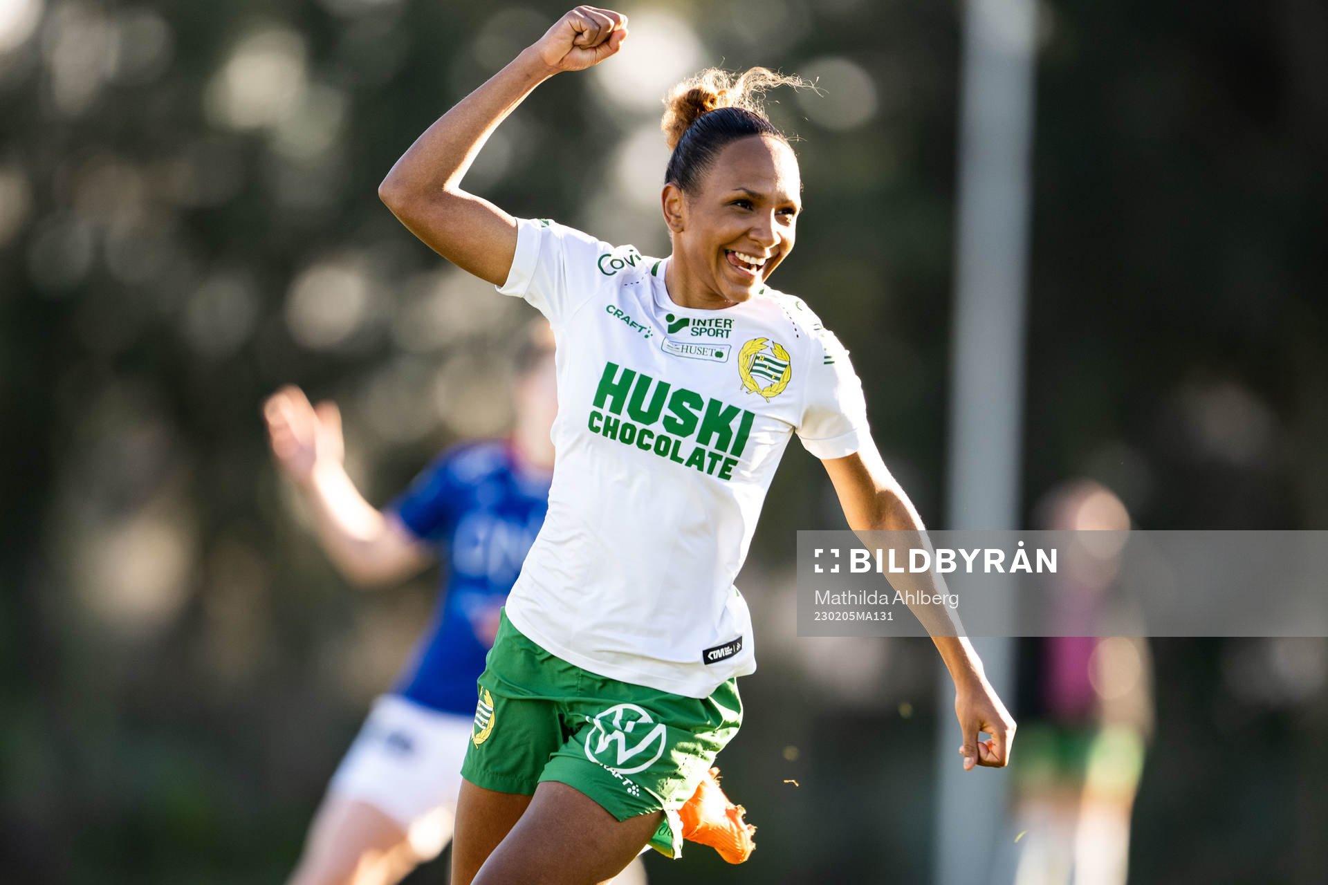 Madelen Janogy of Hammarby celebrates scoring 1-2