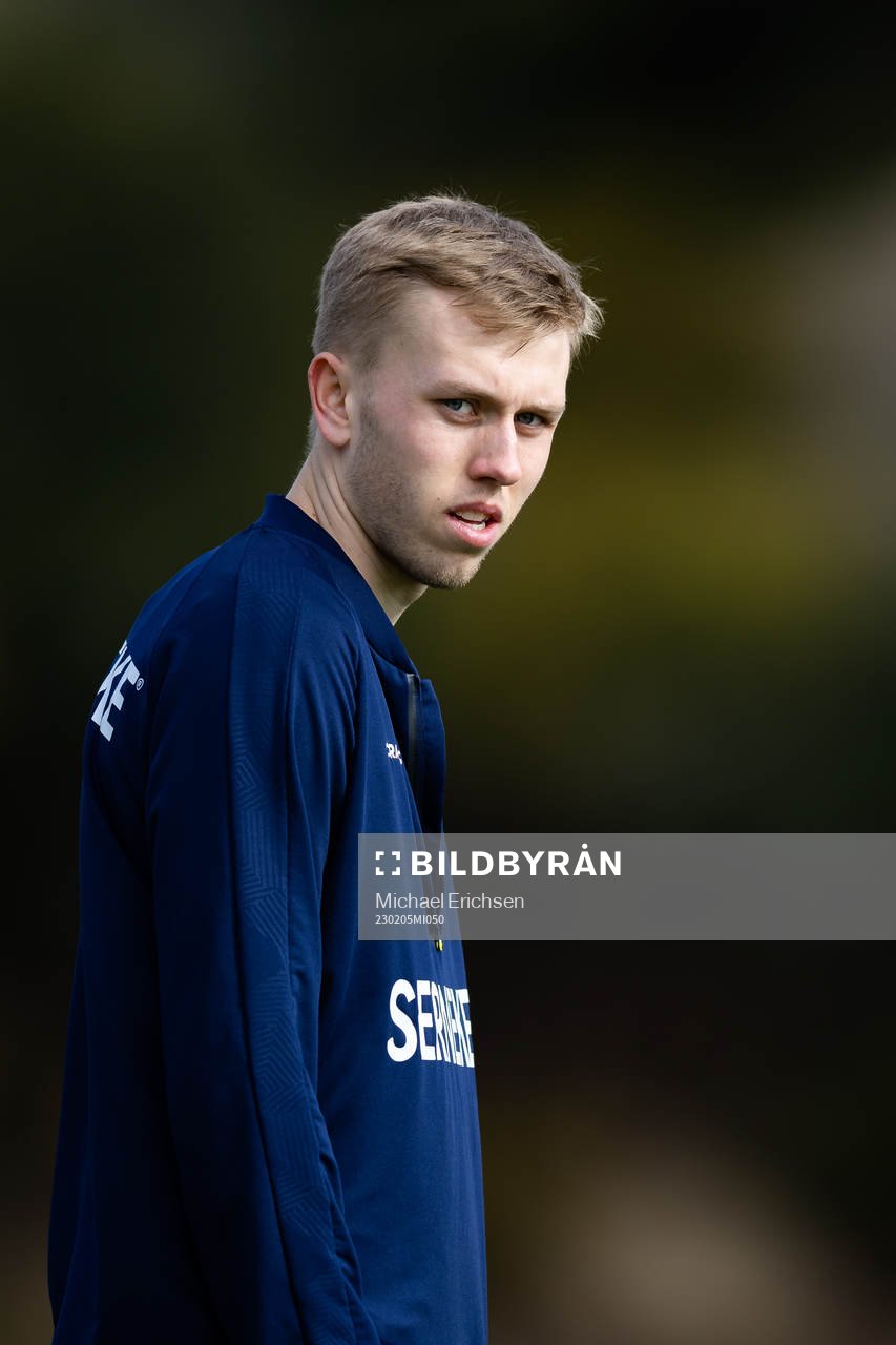 IFK Göteborgs Elias Hagen under en träning med IFK Göteborg den 5 februari 2023 i Alicante. 
