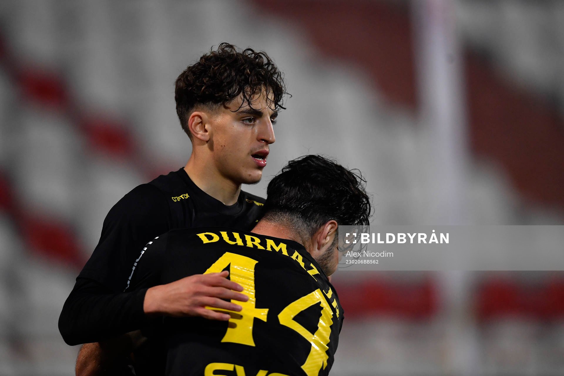 Taha Ayari of AIK celebrates after scoring during the Atlantic Cup friendly game between Brentford FC B and AIK Stockholm in Estadio de Albufeira, monday, February 6, 2023. Credit