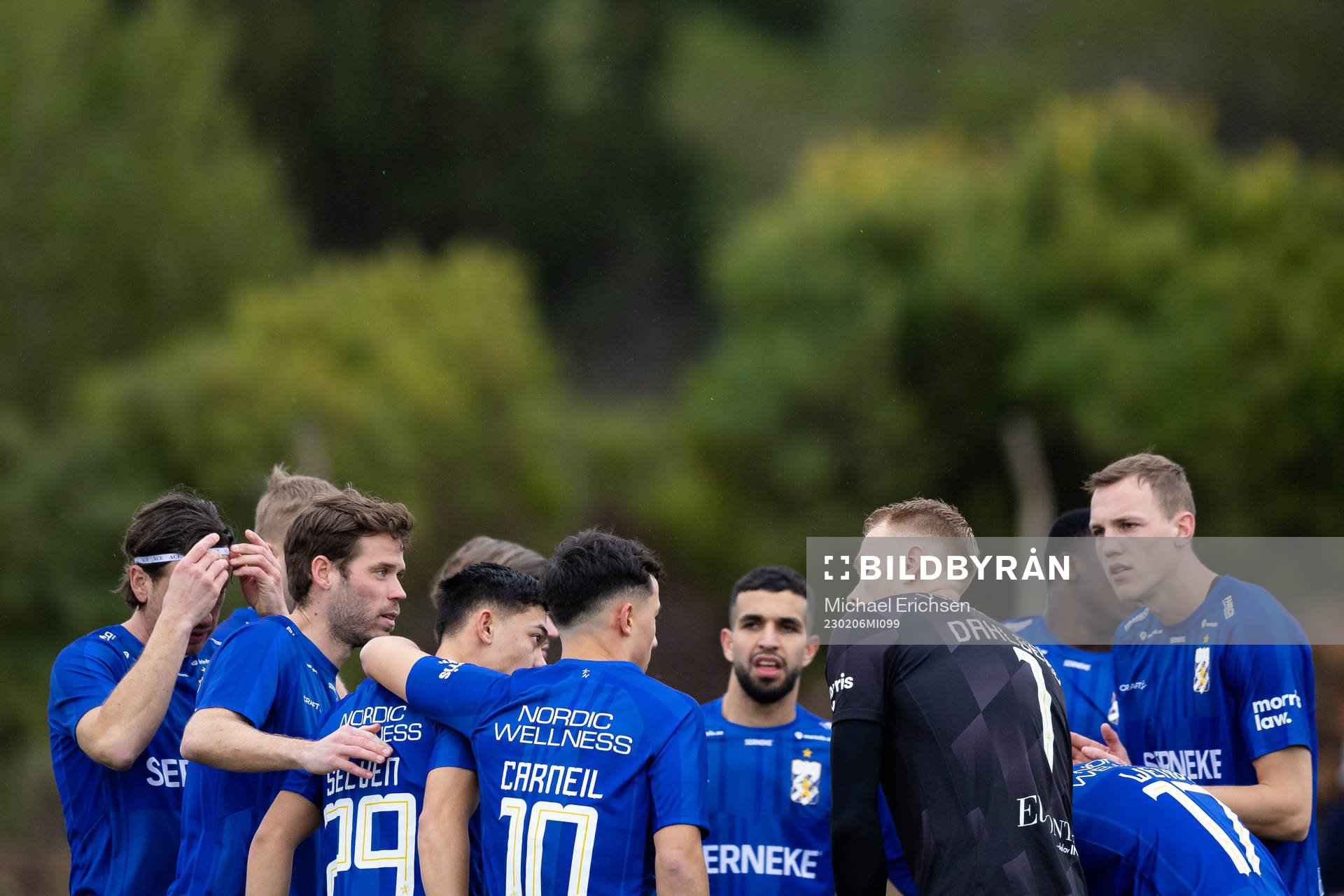 IFK Göteborgs spelare samlade innan  träningsmatchen i