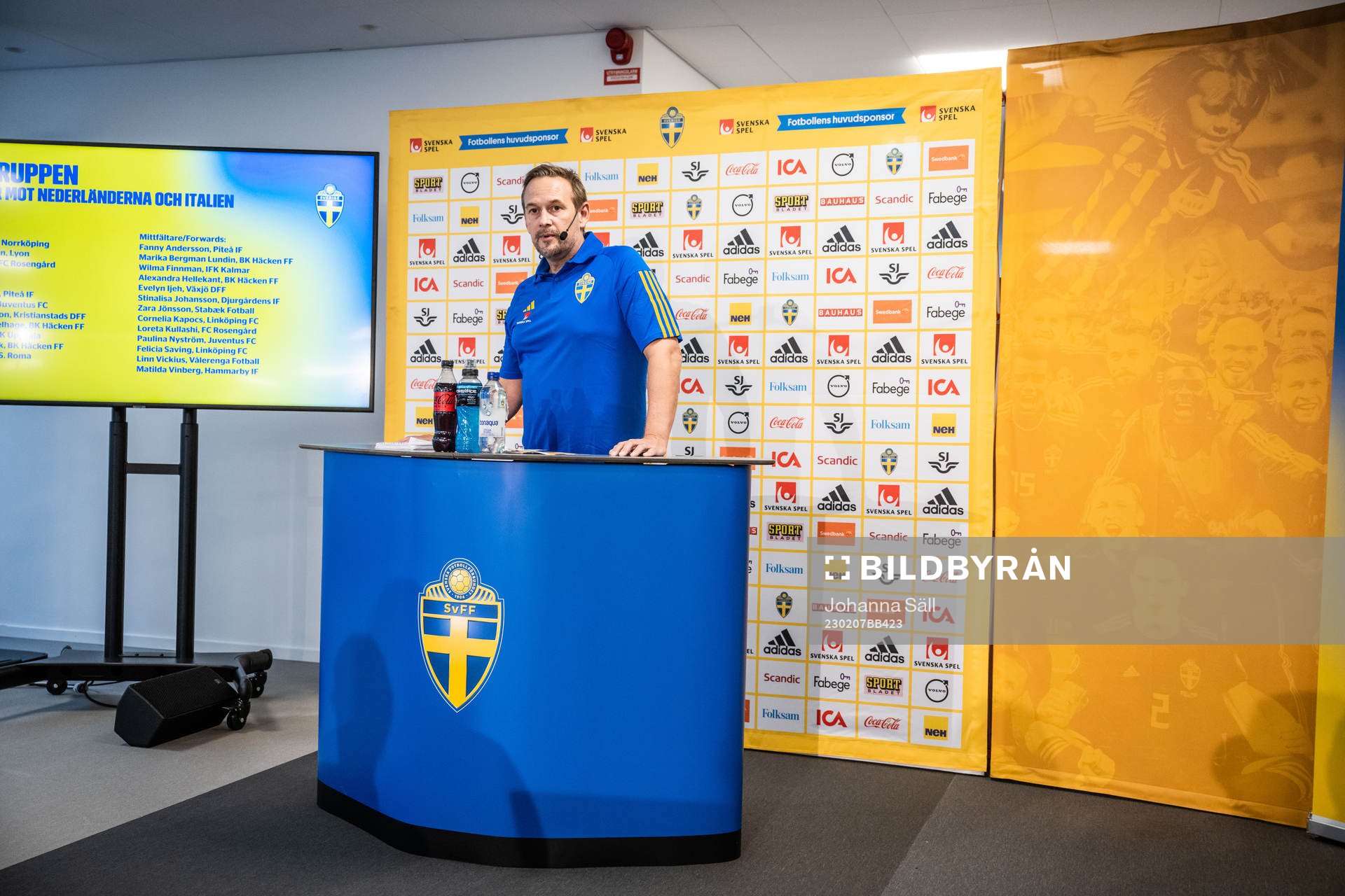 Martin Möller, head coach of the Swedish U23 national football team, at a press conference on February 7, 2023 in Stockholm. 