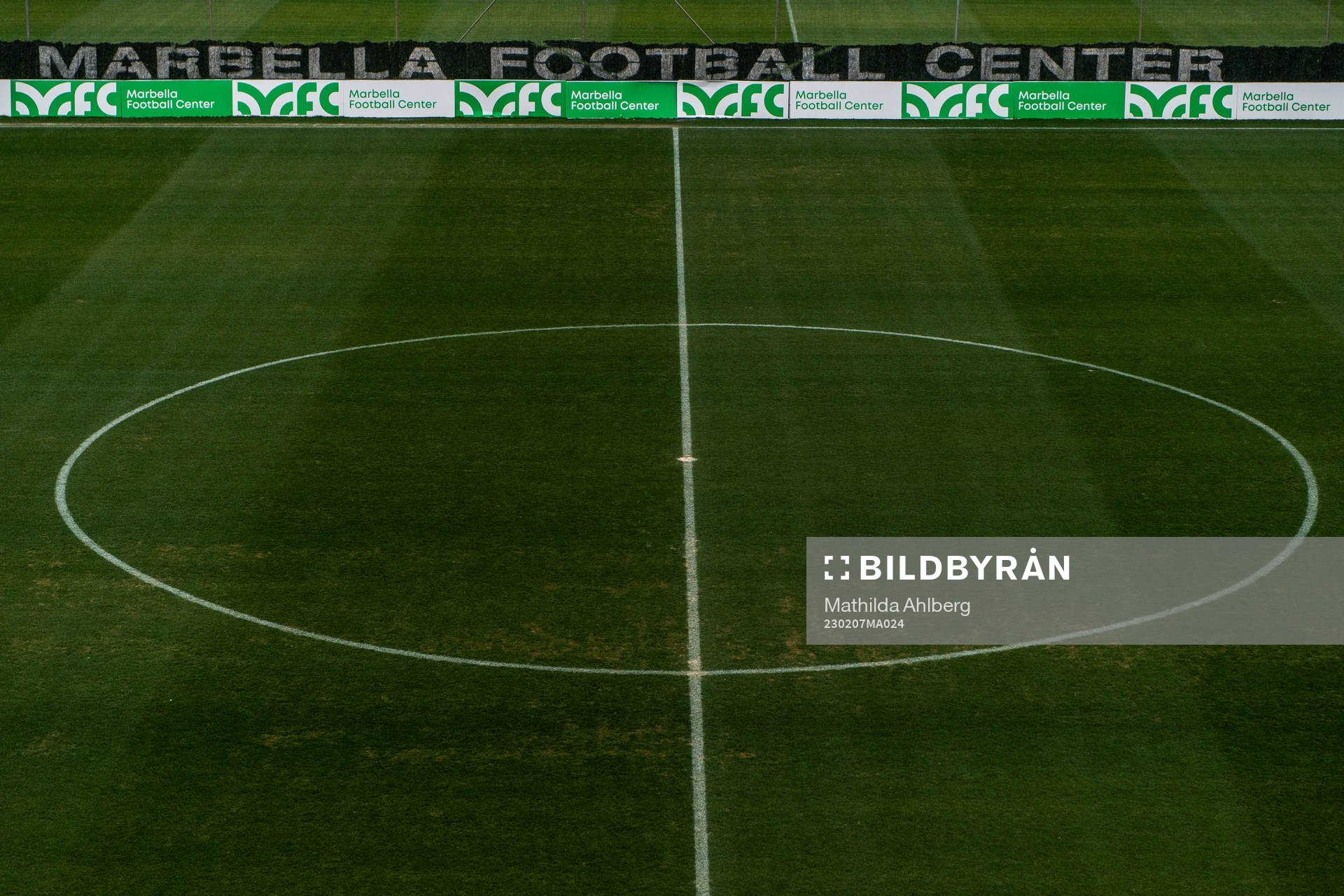 The pitch at Marbella Football Center after the Friendly match between Häcken and Molde was canceled due to rain on February 7, 2023 in Marbella. 