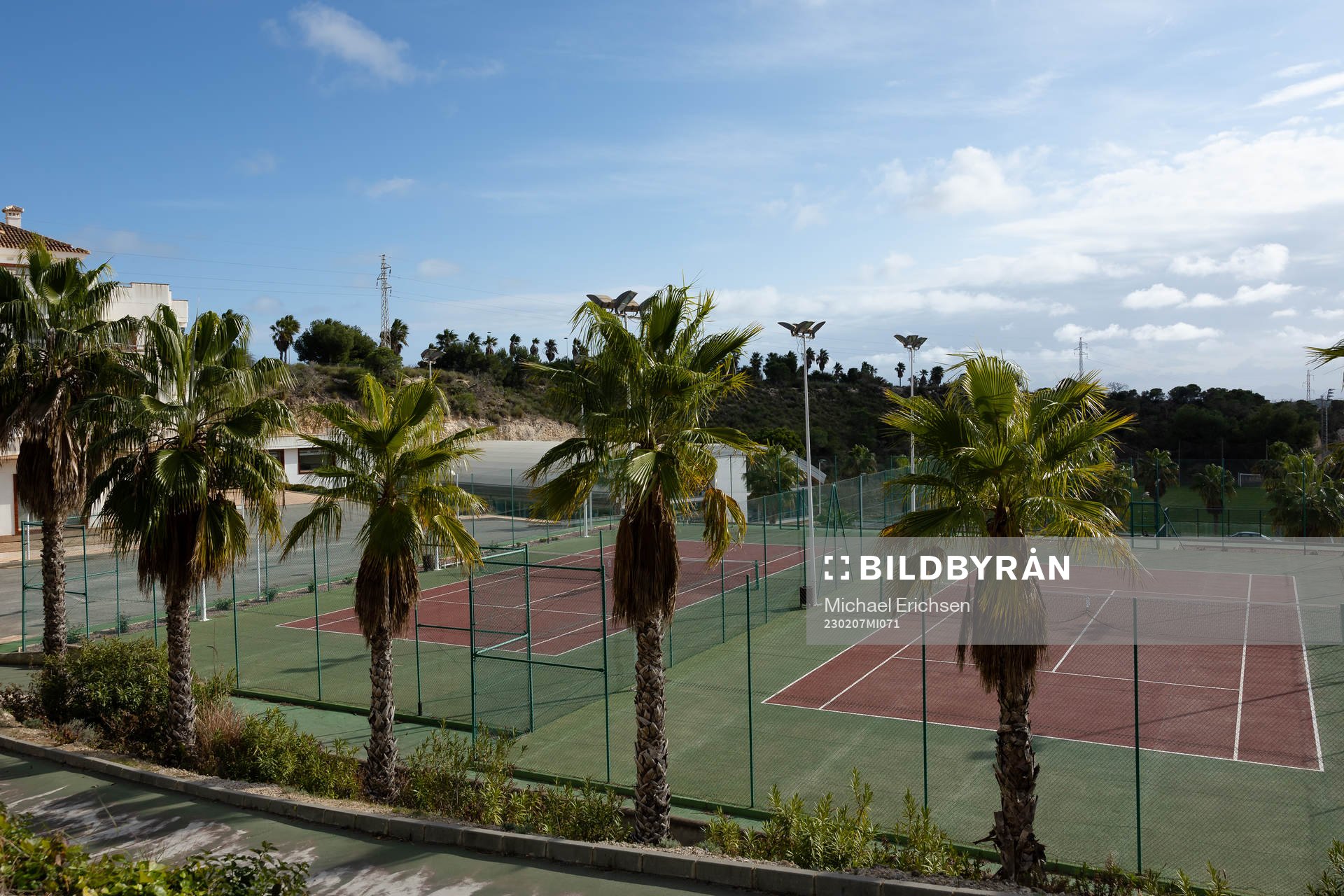 Tennisplaner på Campoamor Golf Resort som IFK Göteborg är på träningsläger hos den 7 februari 2023 i Alicante, Torrevieja. 