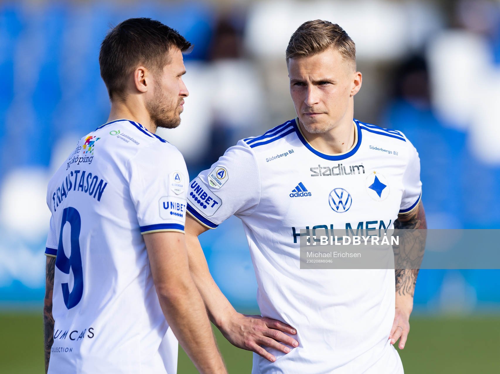 Norrköpings Arnór Traustason och Marco Lund innan