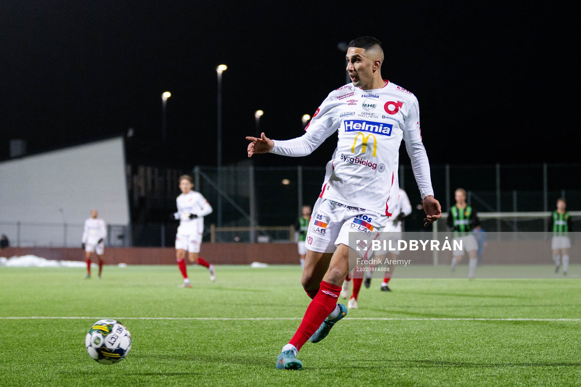 Degerfors Elyas Bouzaiene under träningsmatchen mellan GAIS och Degerfors den 9 februari 2023 i Göteborg. 