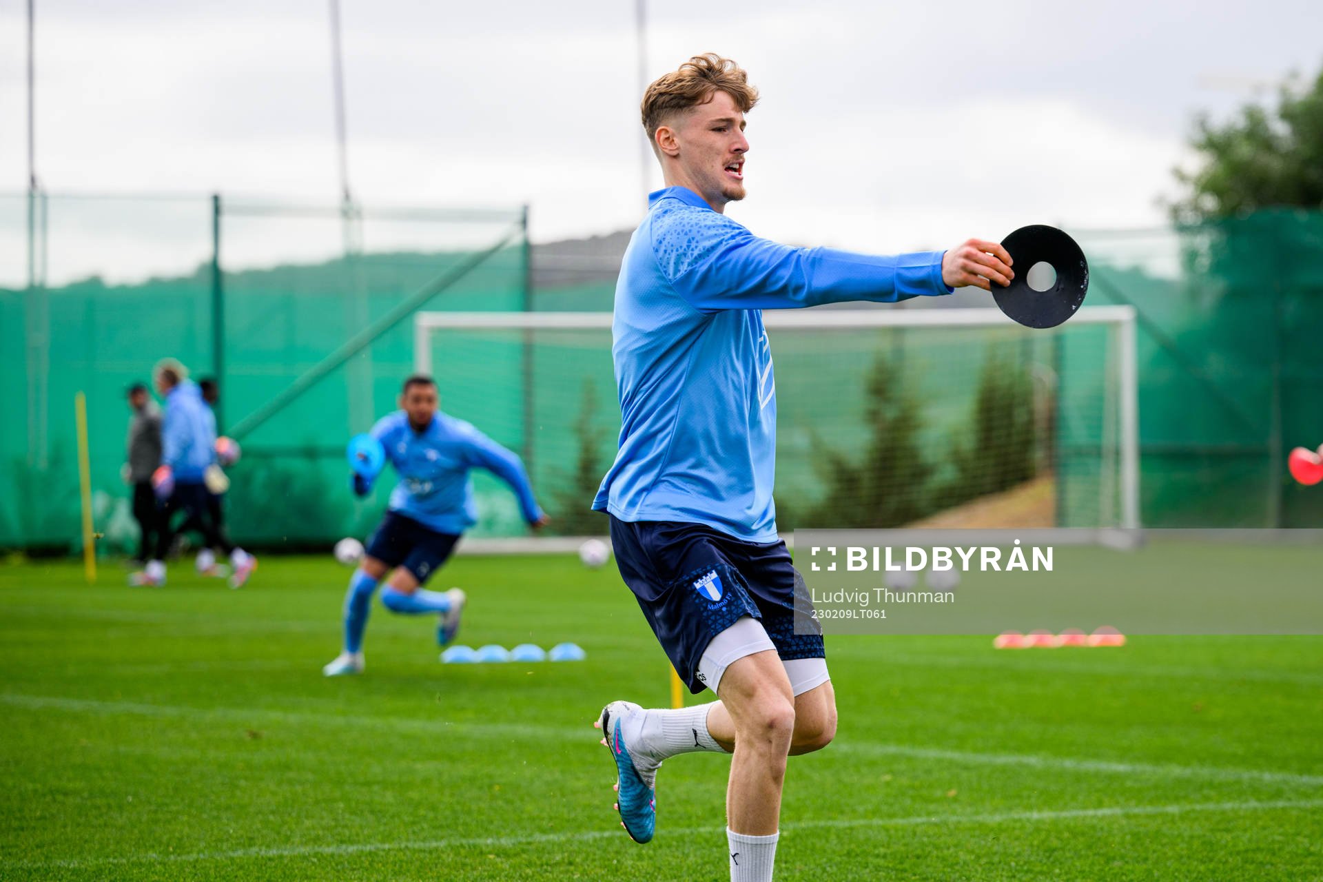 Markus Björkqvist under en träning med Malmö FF den 9 februari 2023 i Estepona. 
