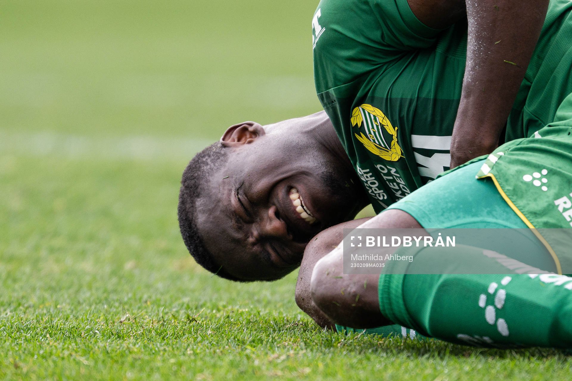 Ibrahima Fofana of Hammarby in pain