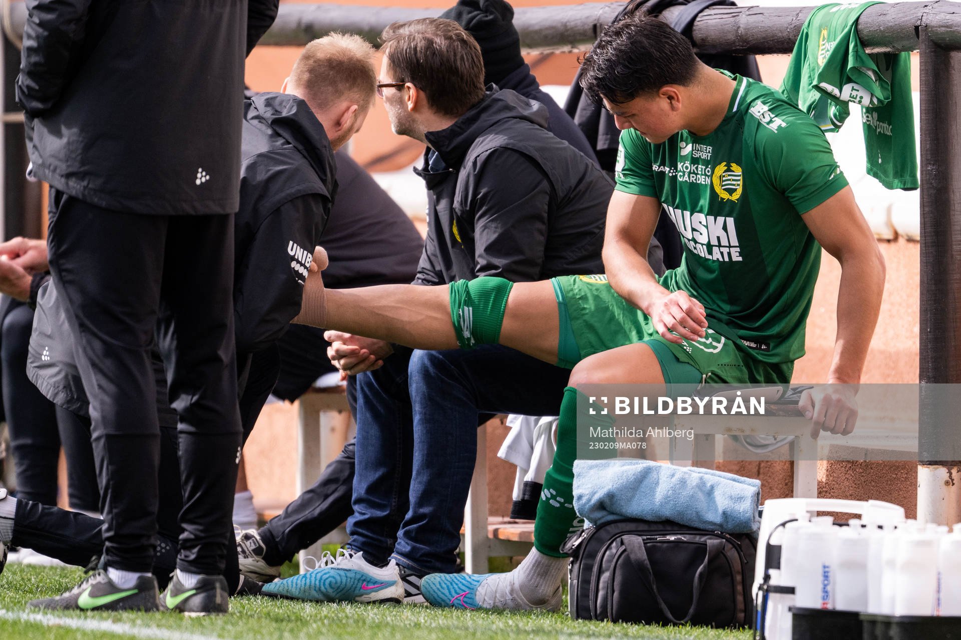 Jusef Erabi of Hammarby recives medical care