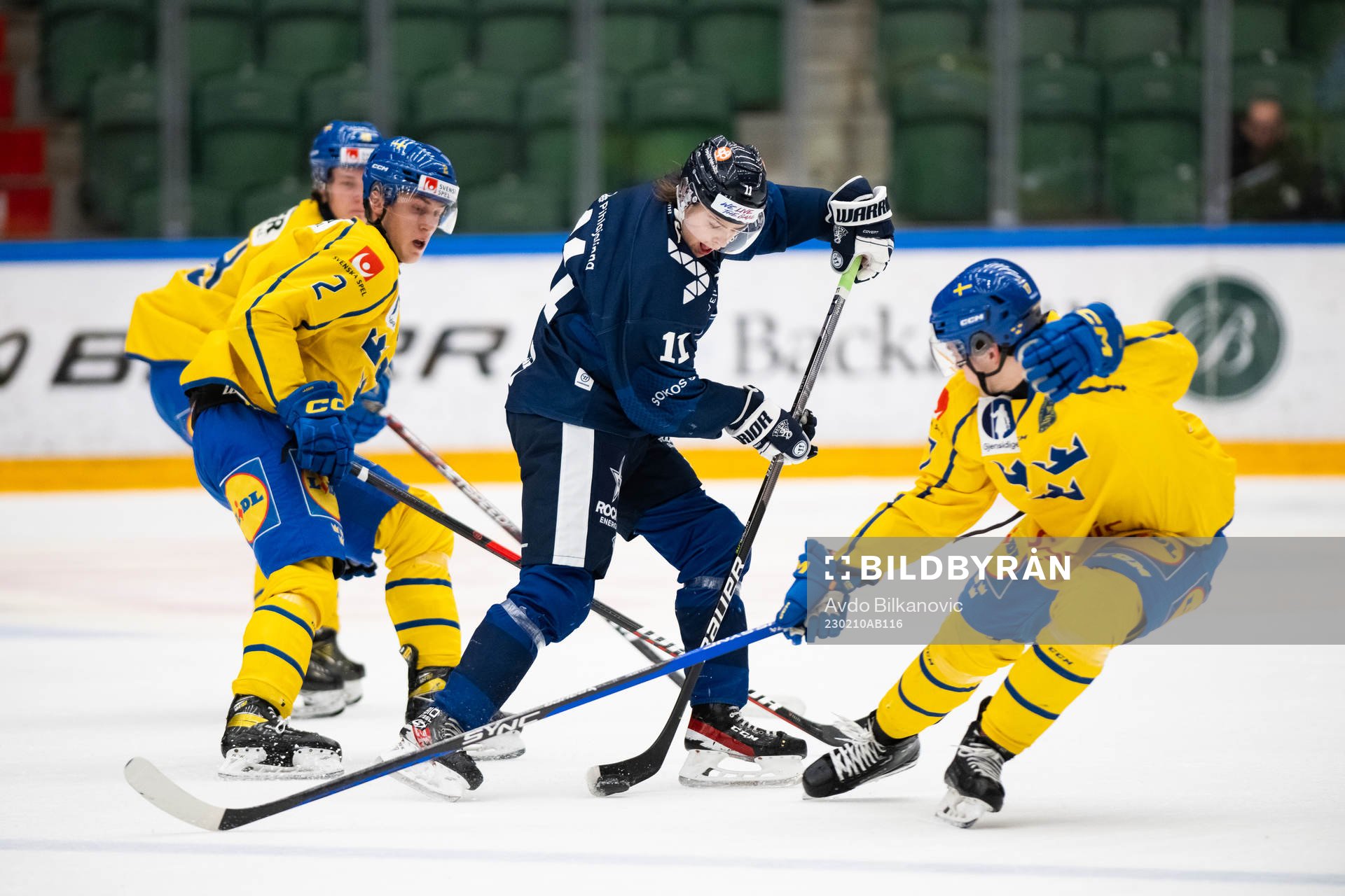 Aaron Hakala of Finland between Rasmus Larsson and Hannes