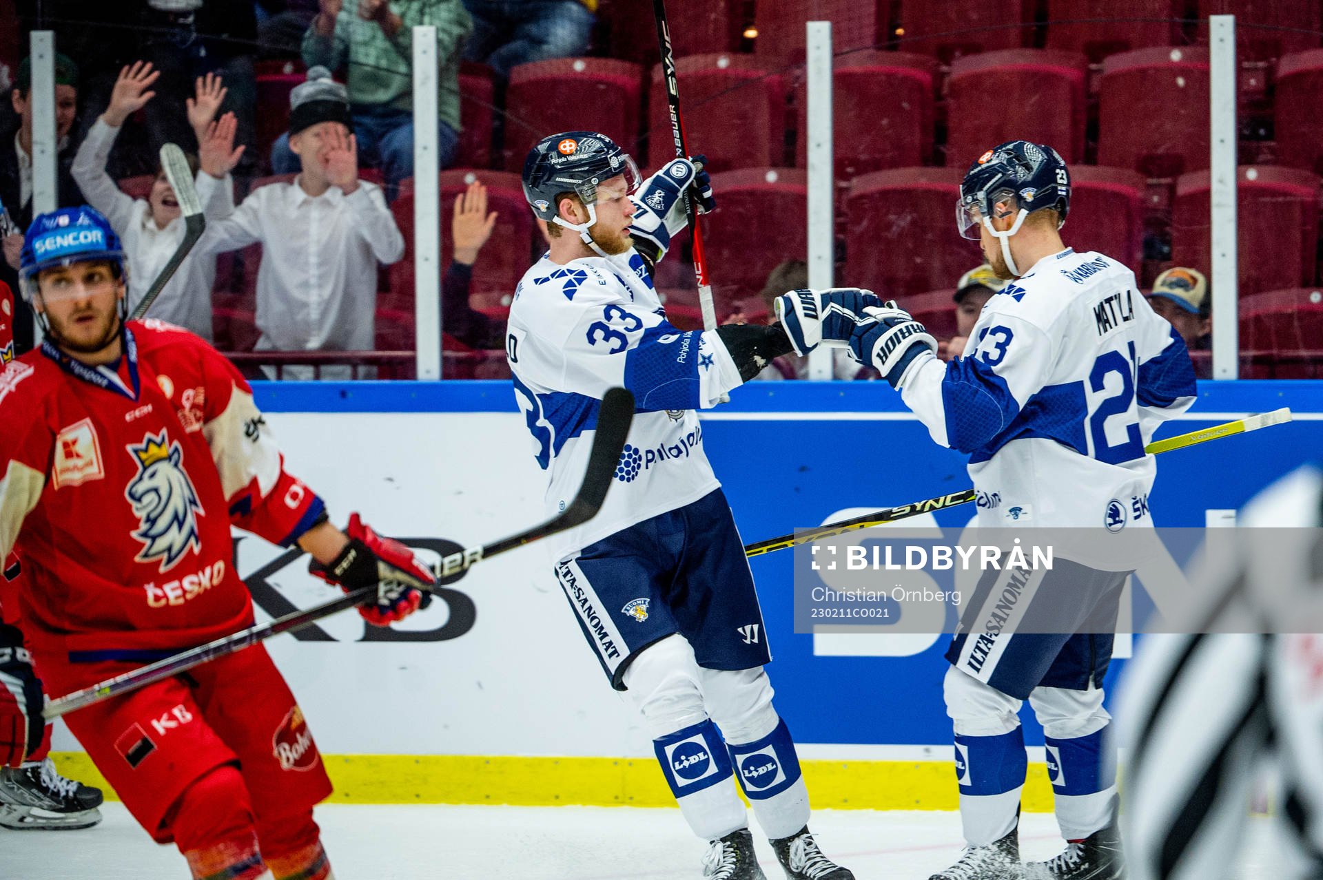 Nikolas Matinpalo and Julius Mattila of Finland celebrates