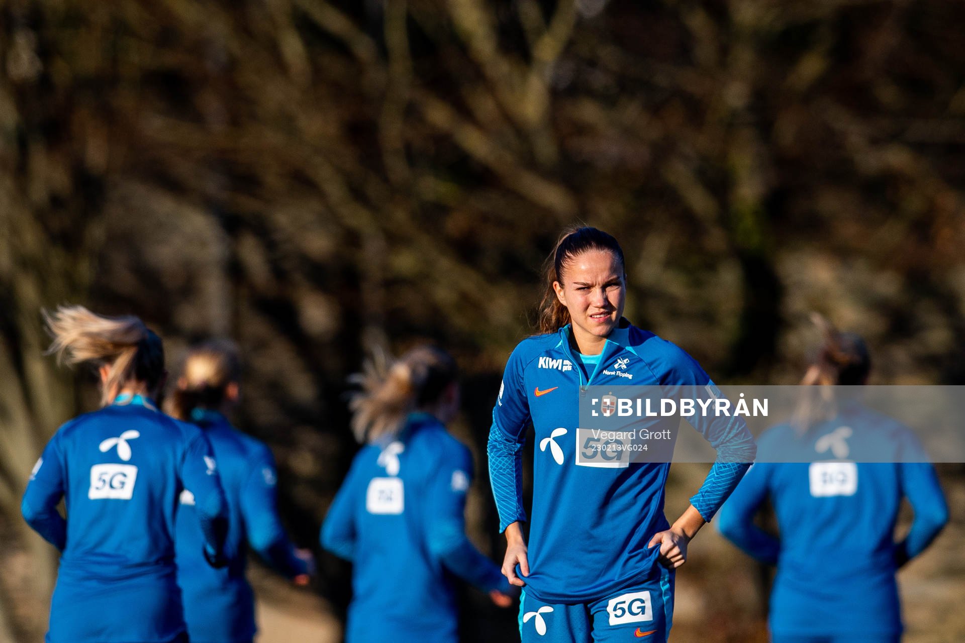 Guro Reiten of the Norwegian women's national football team during a training session on February 13, 2023 in Angers.