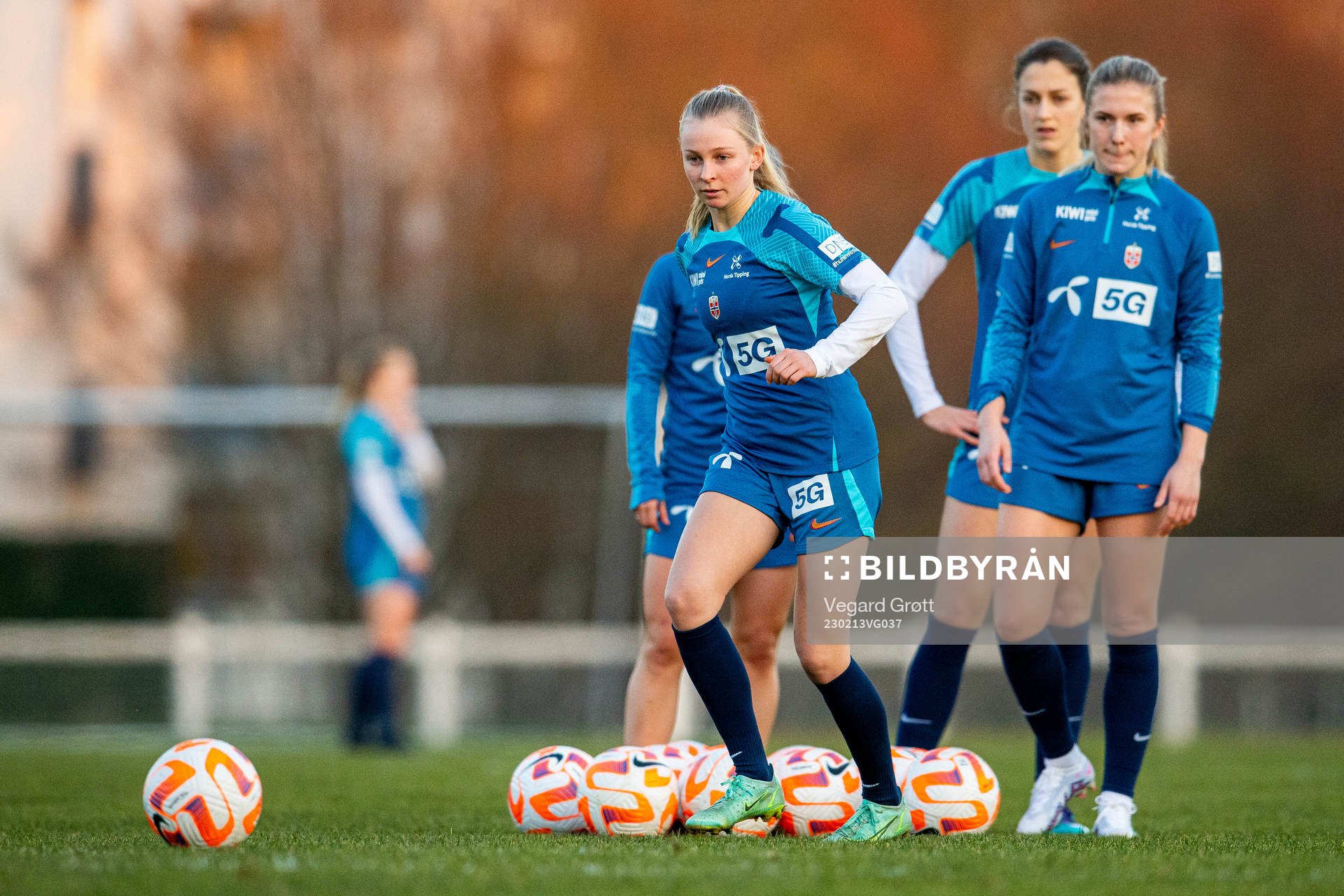 Emilie Marie Joramo of the Norwegian women's national football team during a training session on February 13, 2023 in Angers.