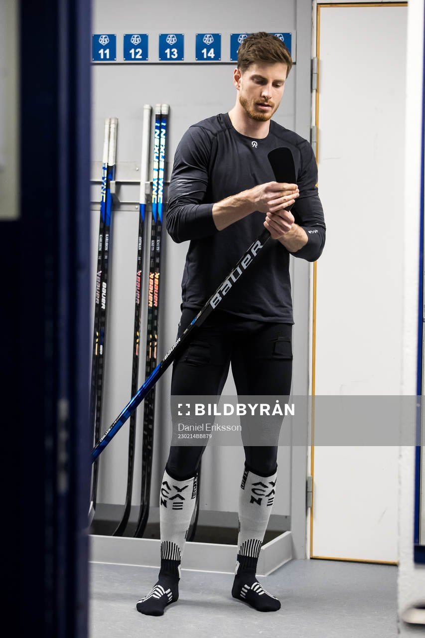 Leksands Peter Cehlarik innan ishockeymatchen i SHL mellan