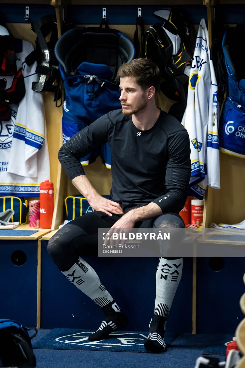 Leksands Peter Cehlarik innan ishockeymatchen i SHL mellan