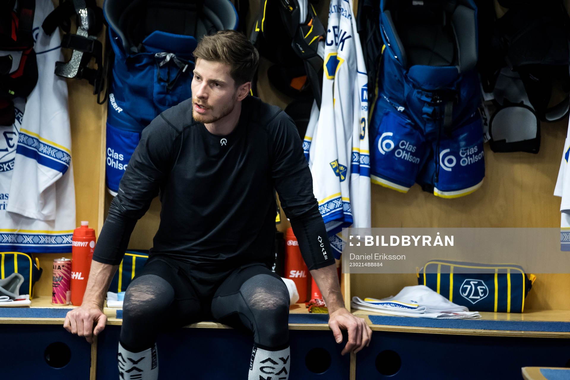 Leksands Peter Cehlarik innan ishockeymatchen i SHL mellan