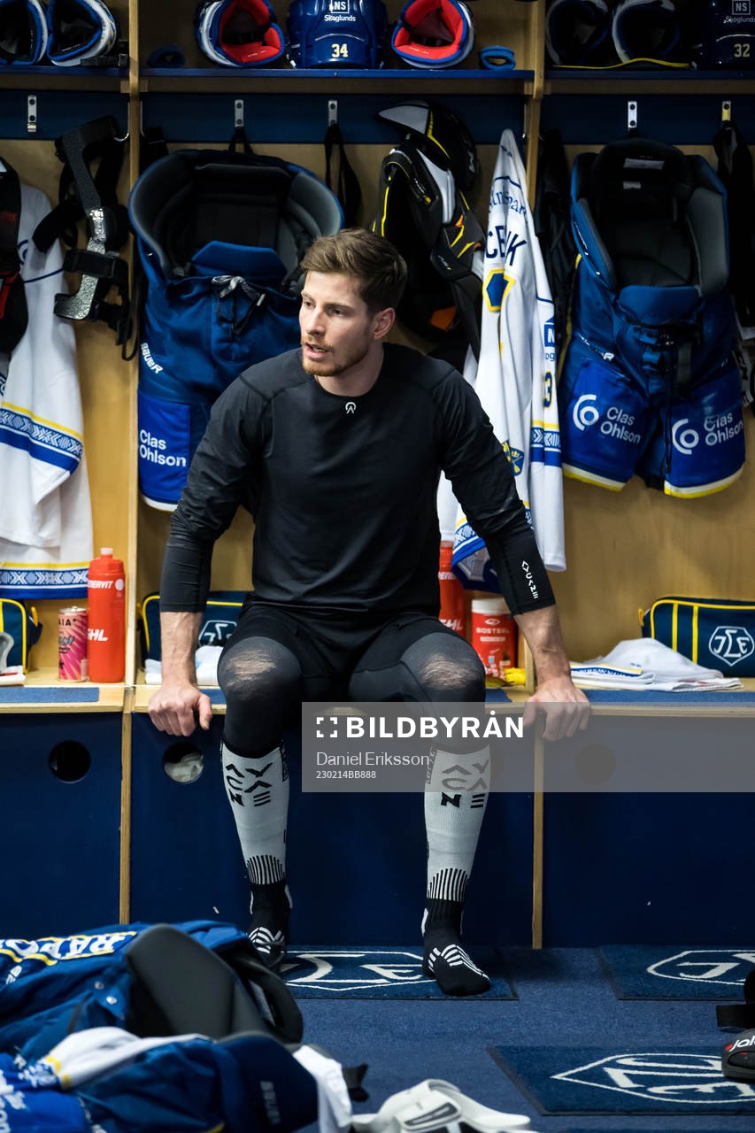 Leksands Peter Cehlarik innan ishockeymatchen i SHL mellan