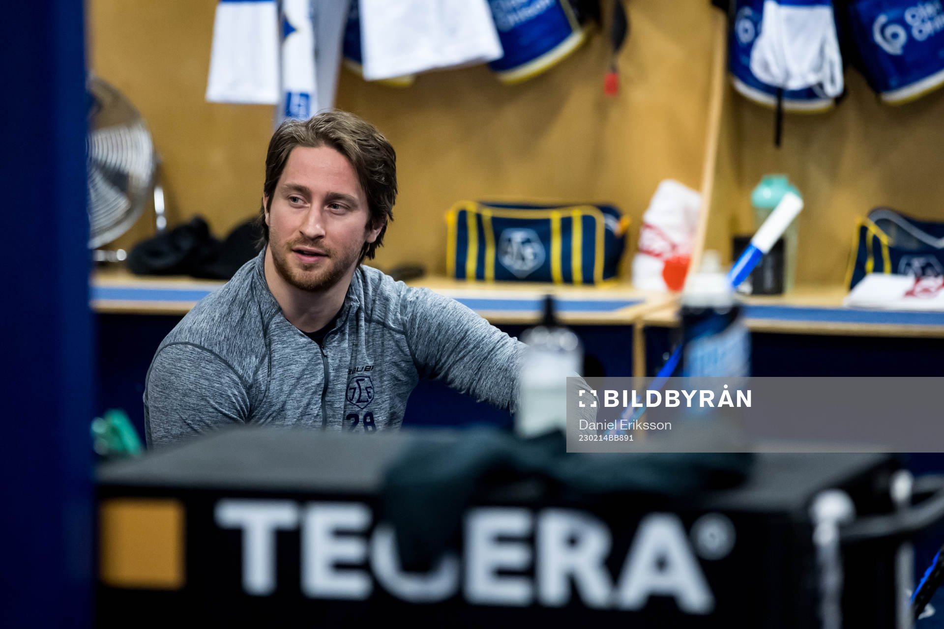 Leksands Justin Glenn Kloos innan ishockeymatchen i SHL
