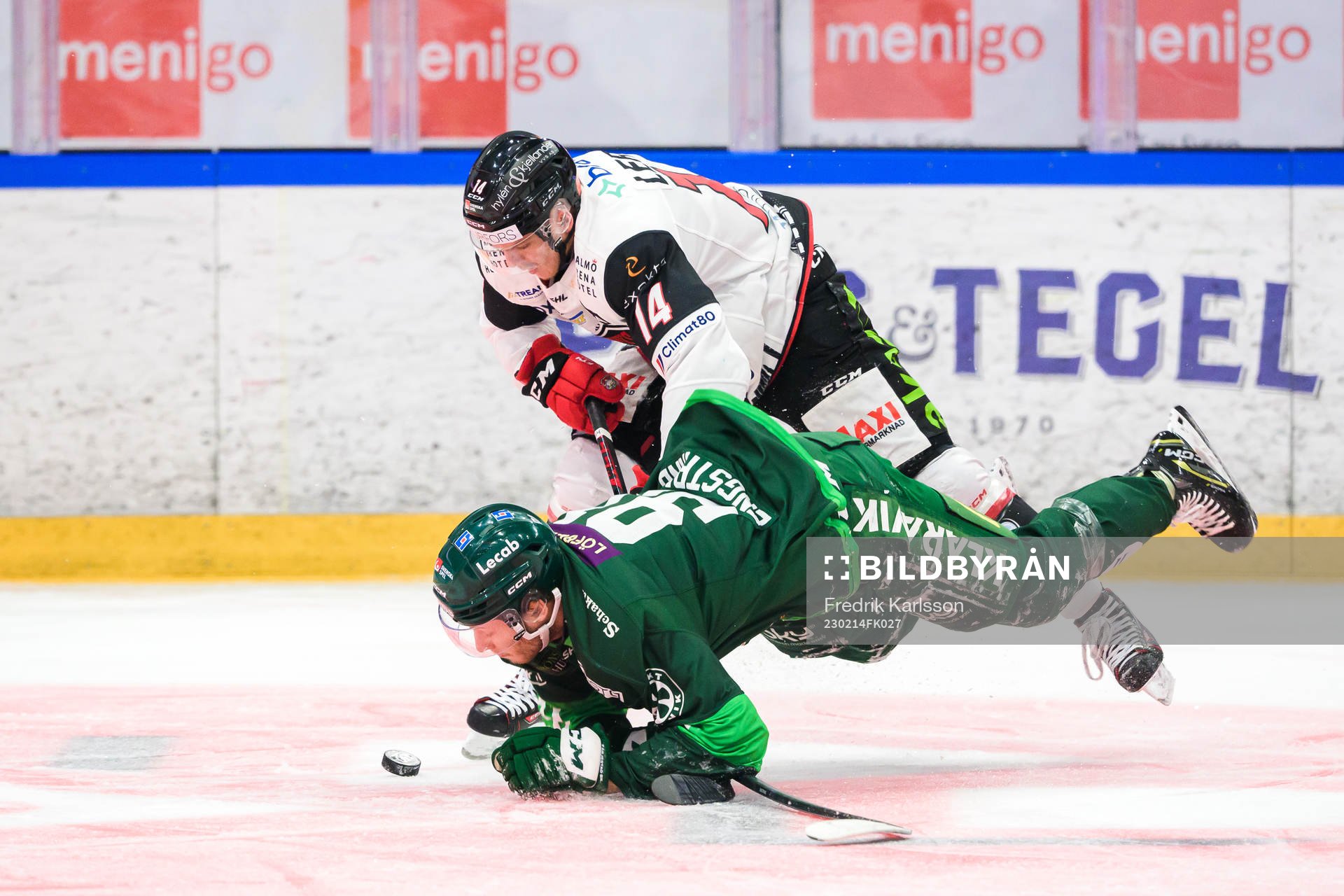 Färjestads Eric Engstrand och Malmö Redhawks Carl-Johan