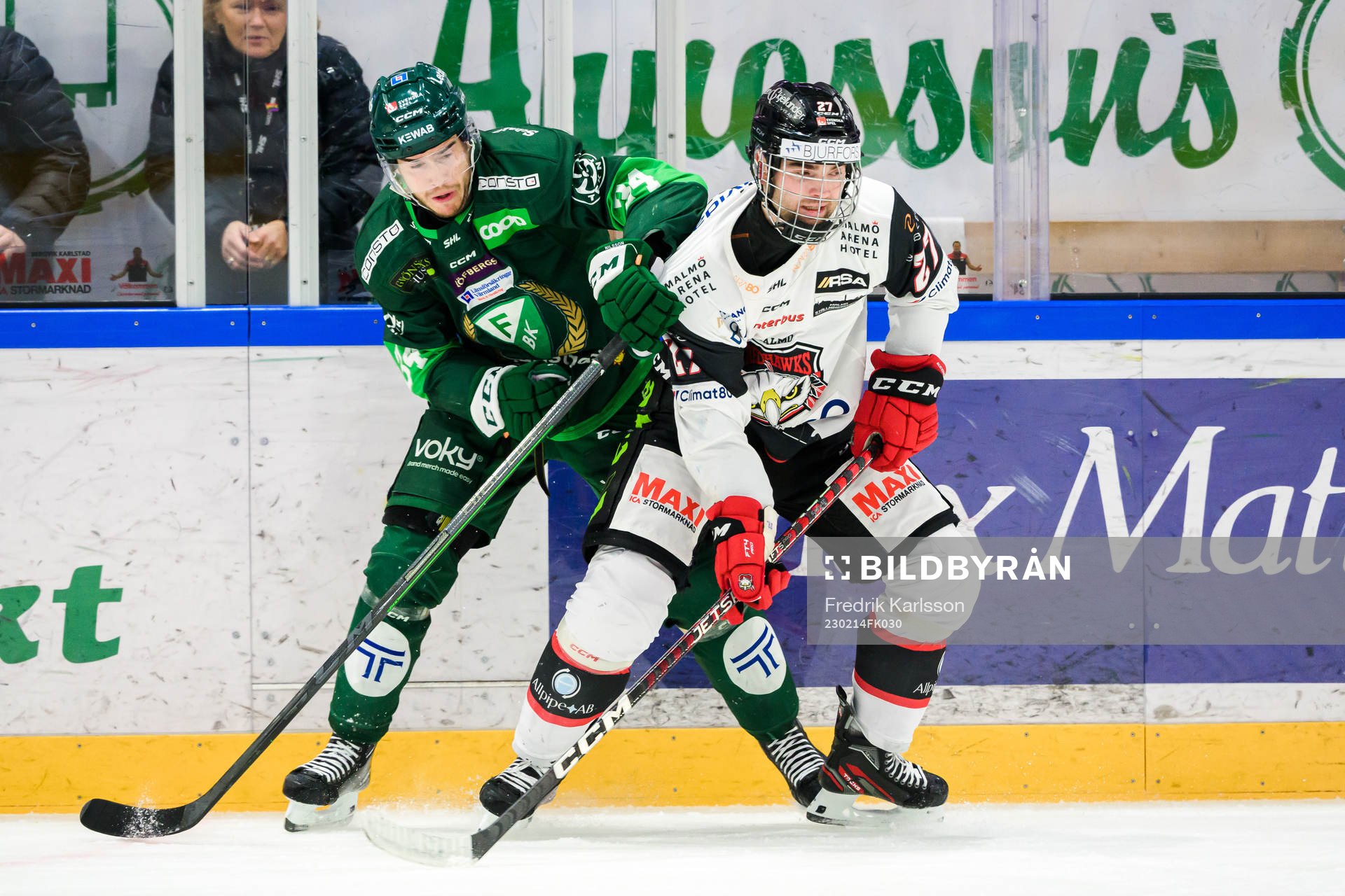 Färjestads Michael Lindqvist och Malmö Redhawks Ponthus