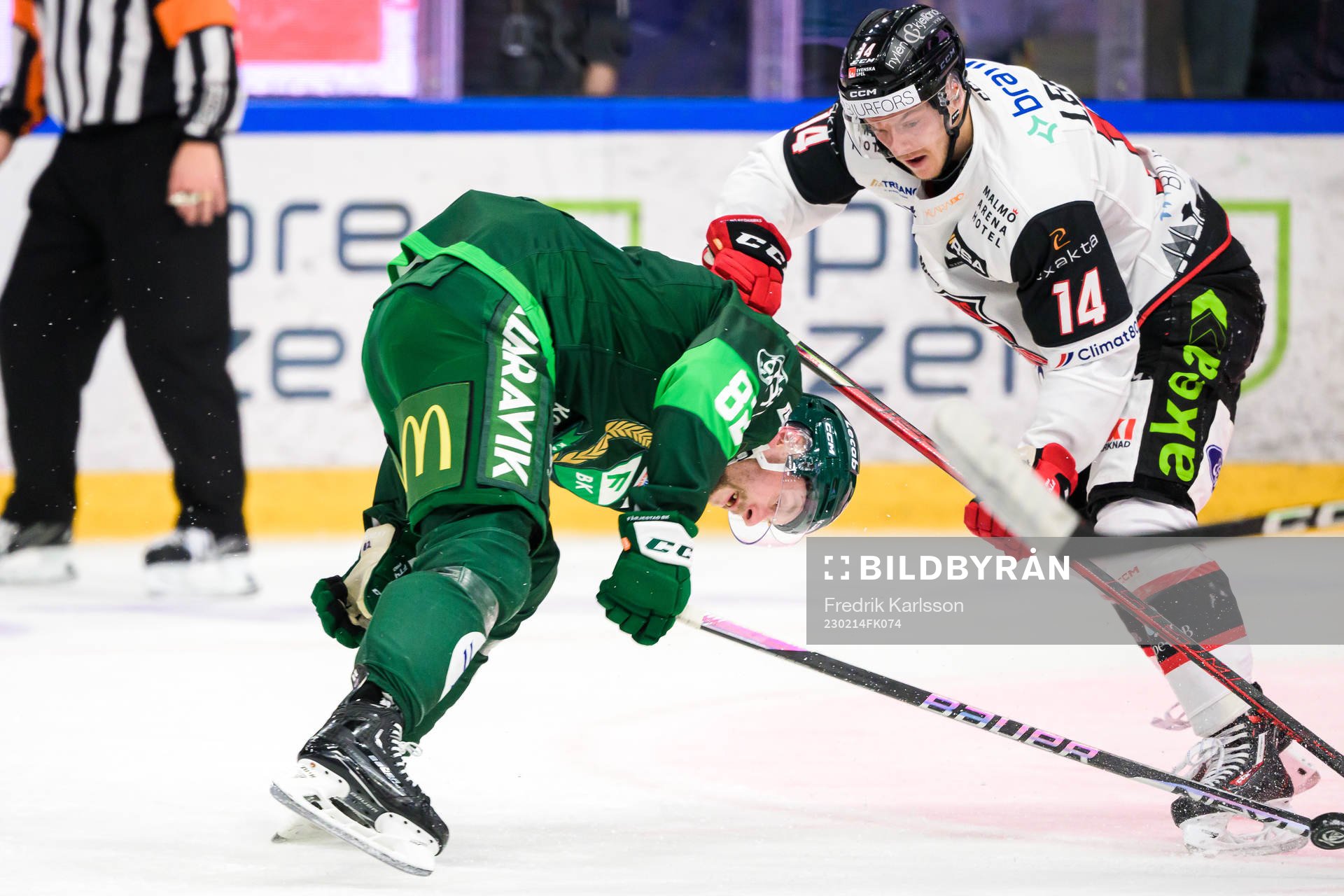 Färjestads Jasse Ikonen och Malmö Redhawks Carl-Johan