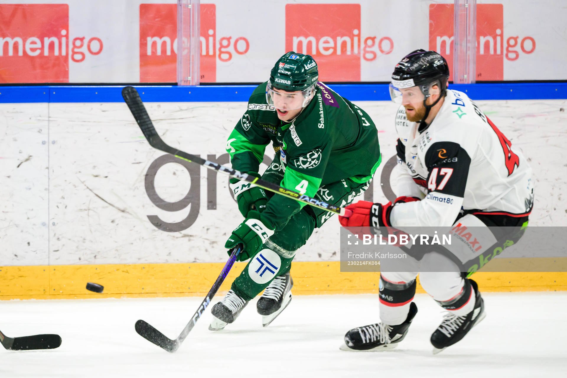 Färjestads Oscar Lawner och Malmö Redhawks Joakim Ryan