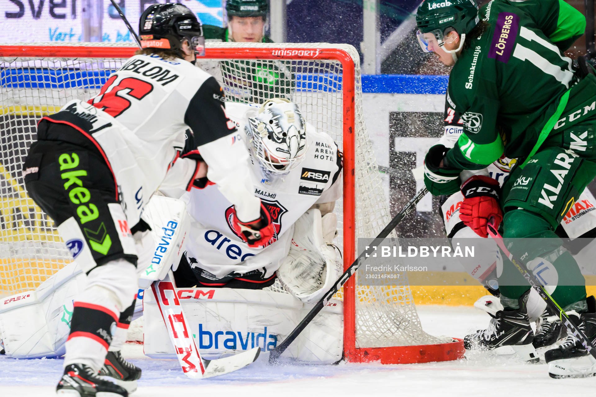 Malmö Redhawks målvakt Adam Werner och Färjestads Joakim