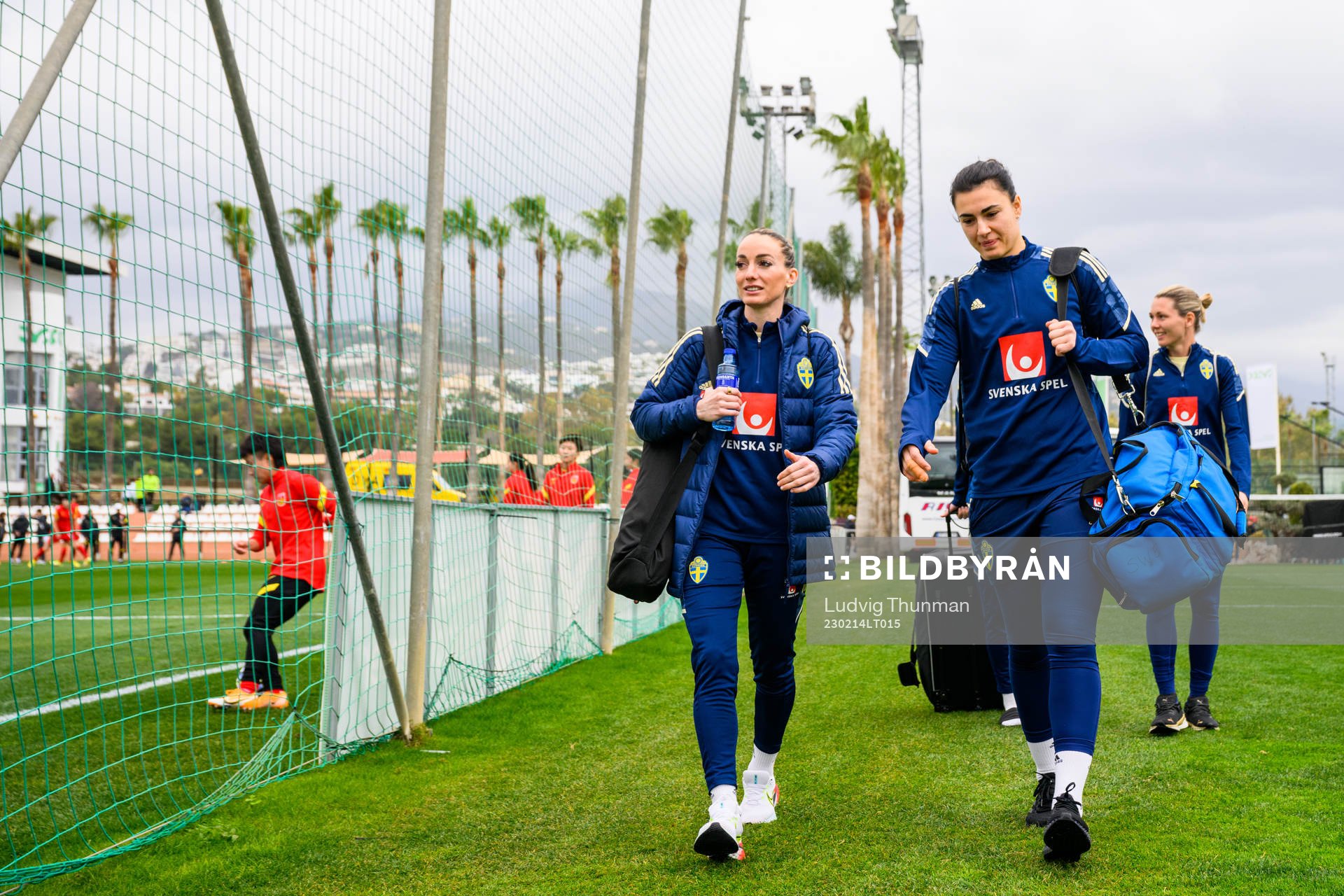 Kosovare Asllani and goalkeeper Zecira Musovic of the