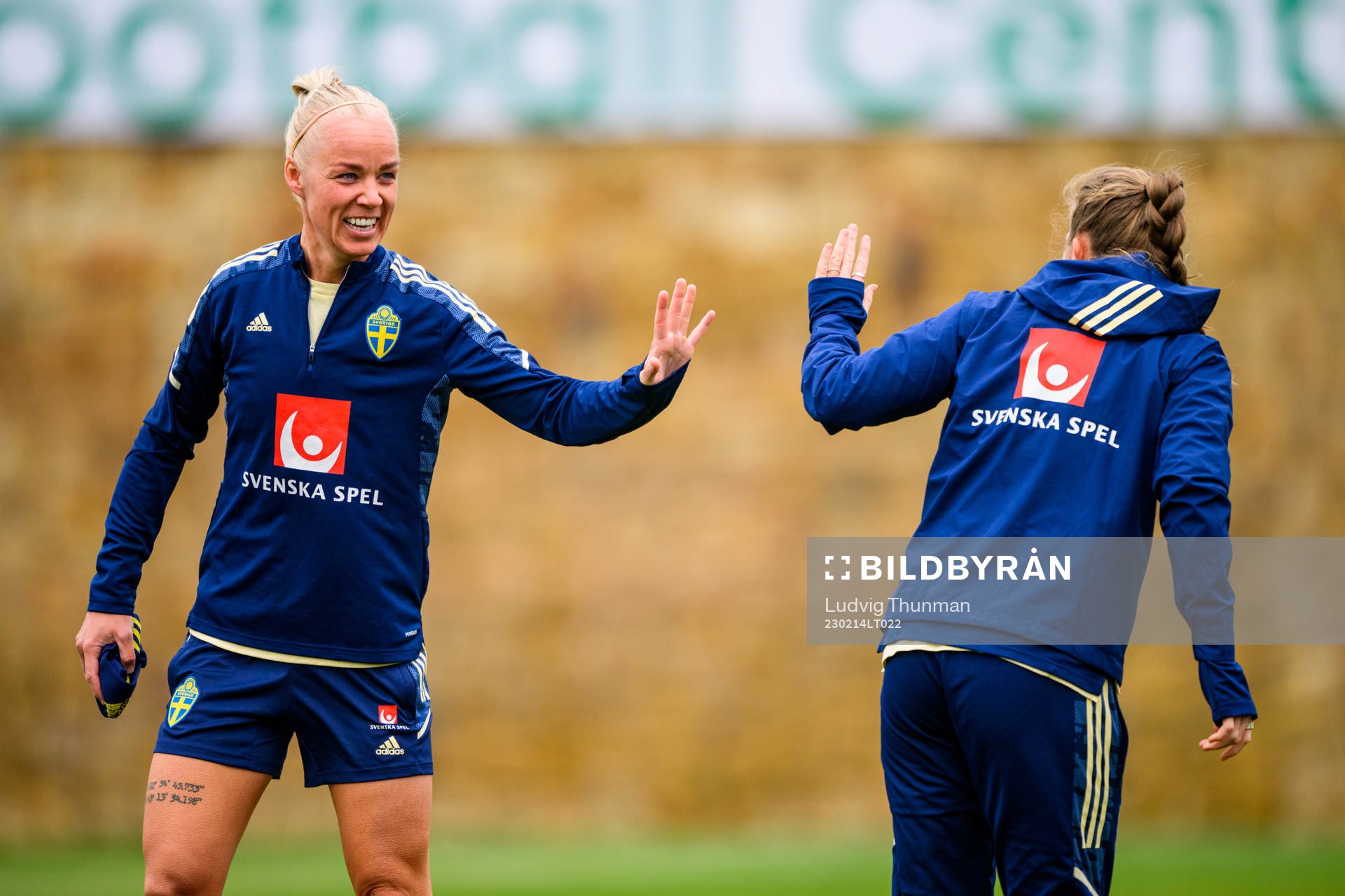 Caroline Seger and Filippa Angeldahl of the Swedish women's