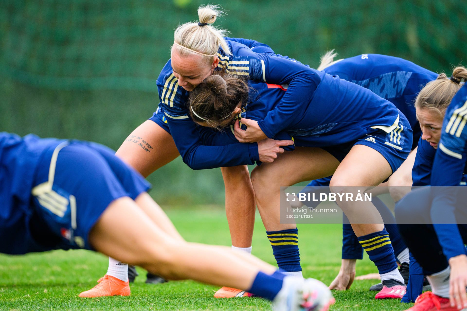 Caroline Seger and Julia Zigiotti Olme of the Swedish