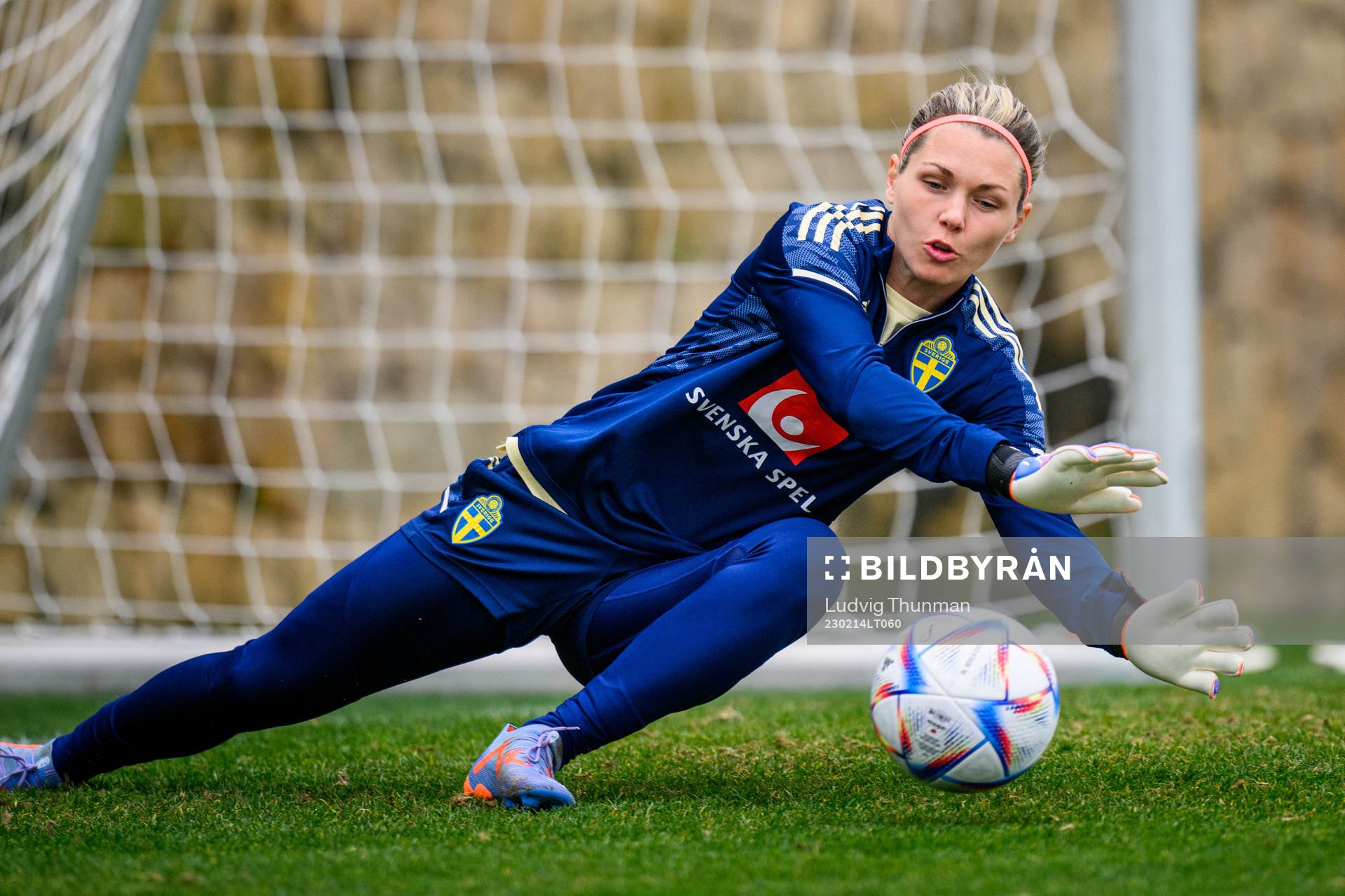 Goalkeeper Jennifer Falk of the Swedish women's national