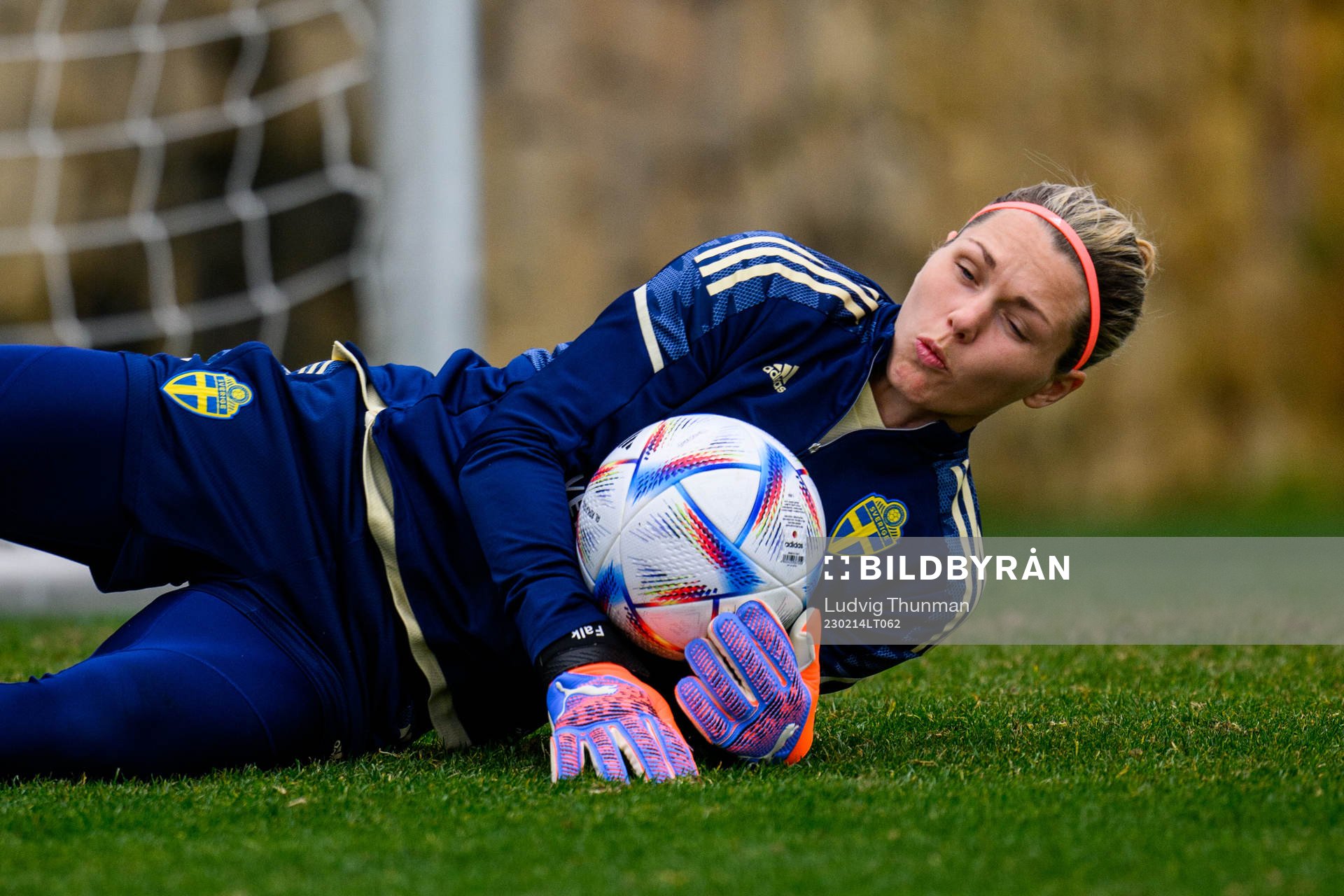 Goalkeeper Jennifer Falk of the Swedish women's national