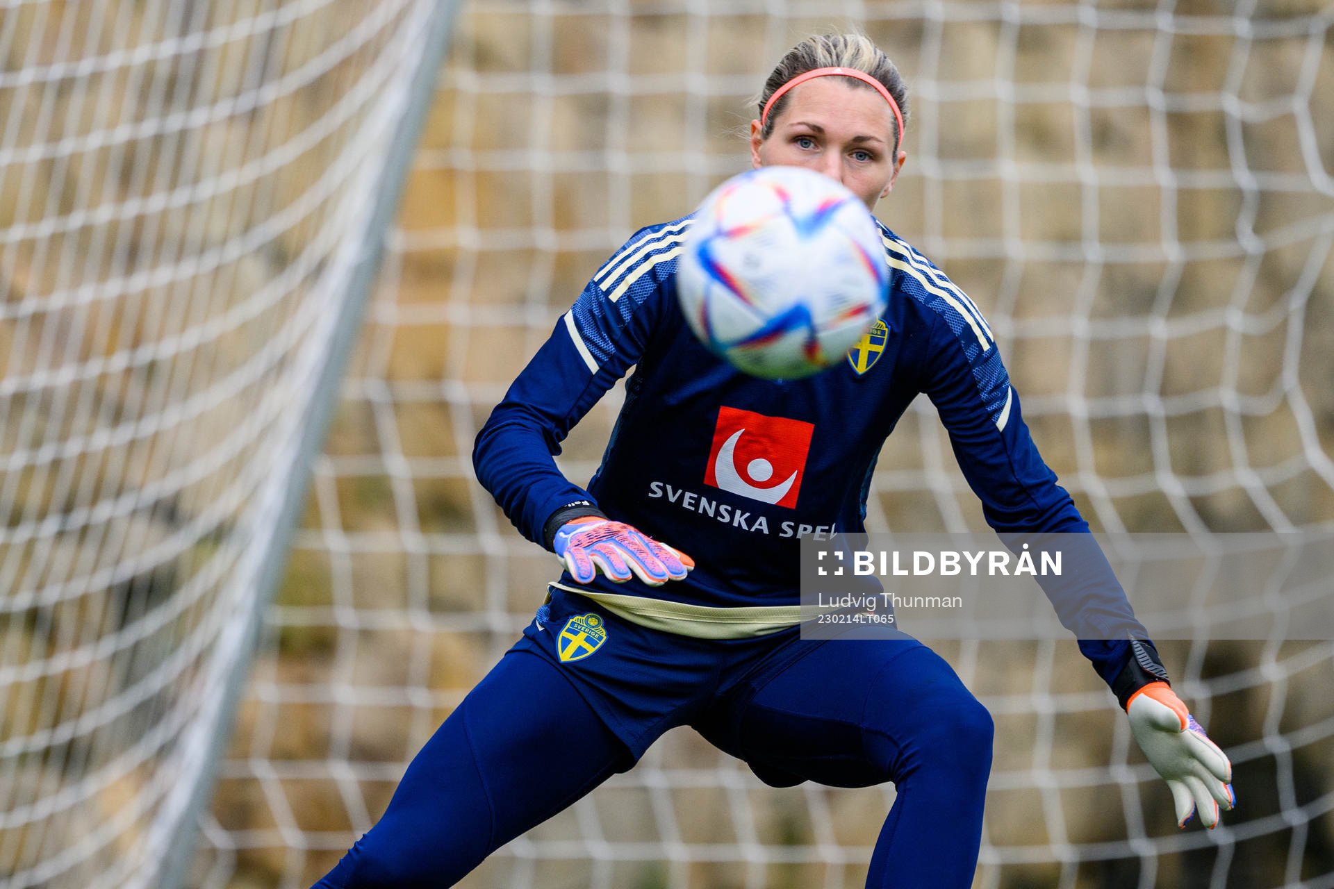 Goalkeeper Jennifer Falk of the Swedish women's national