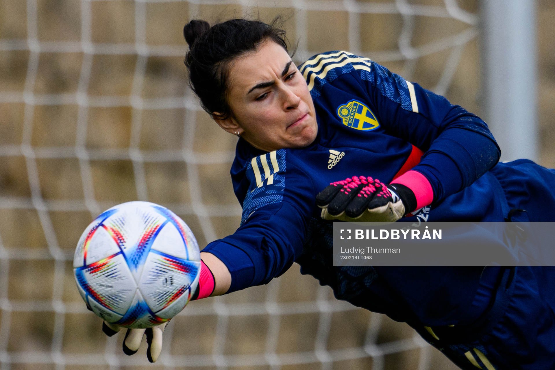 Goalkeeper Zecira Musovic of the Swedish women's national