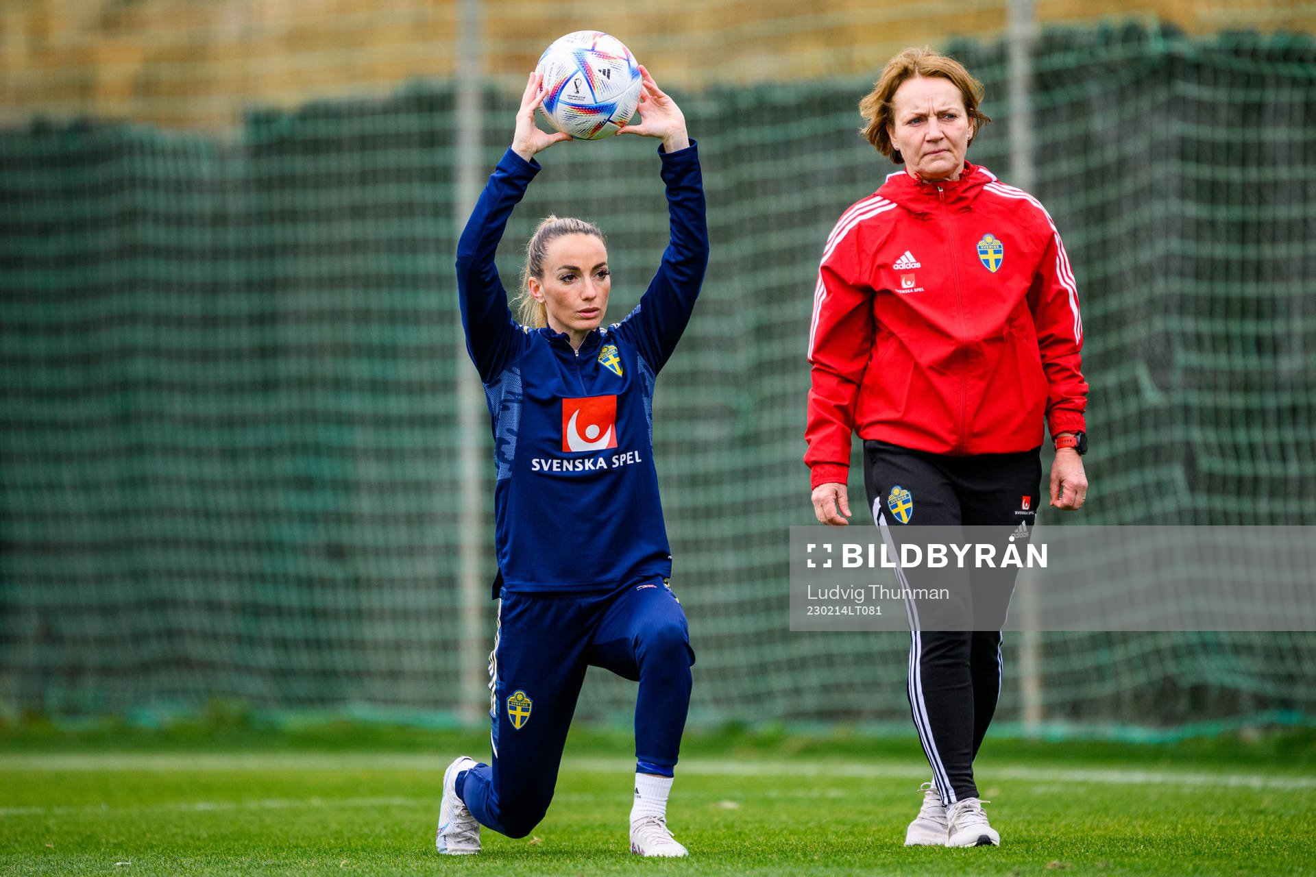 Kosovare Asllani and physiotherapist Annica Näsmark of the
