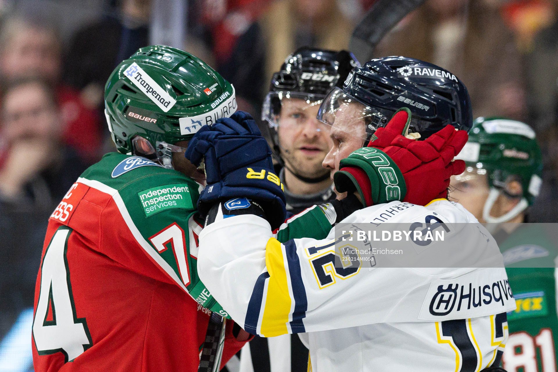 Frölundas Andreas Borgman och HV71s Kalle Maalahti