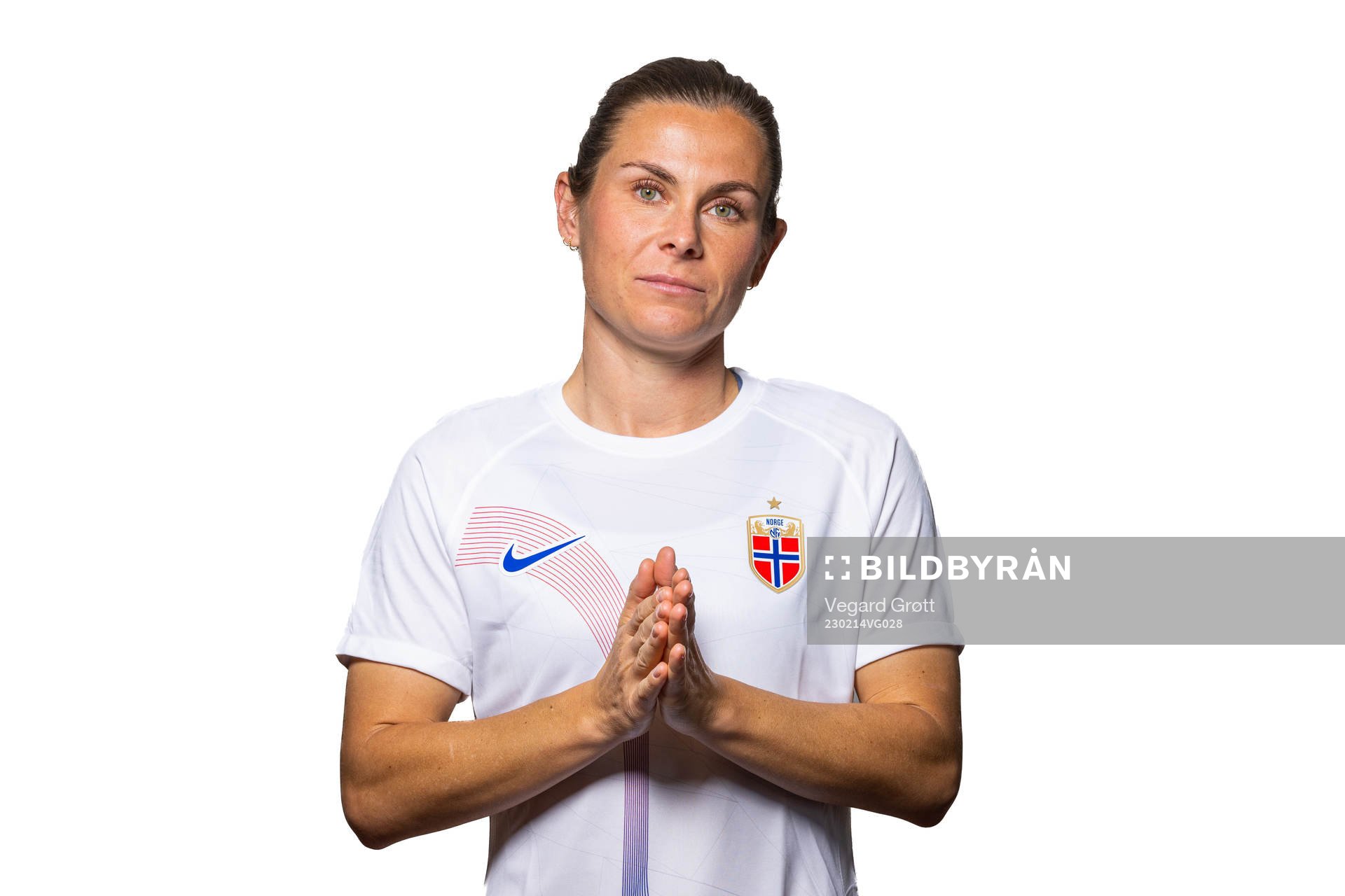 Emilie Bosshard Haavi of the Norwegian women's national football team poses for a portrait on February 14, 2023 in Angers.