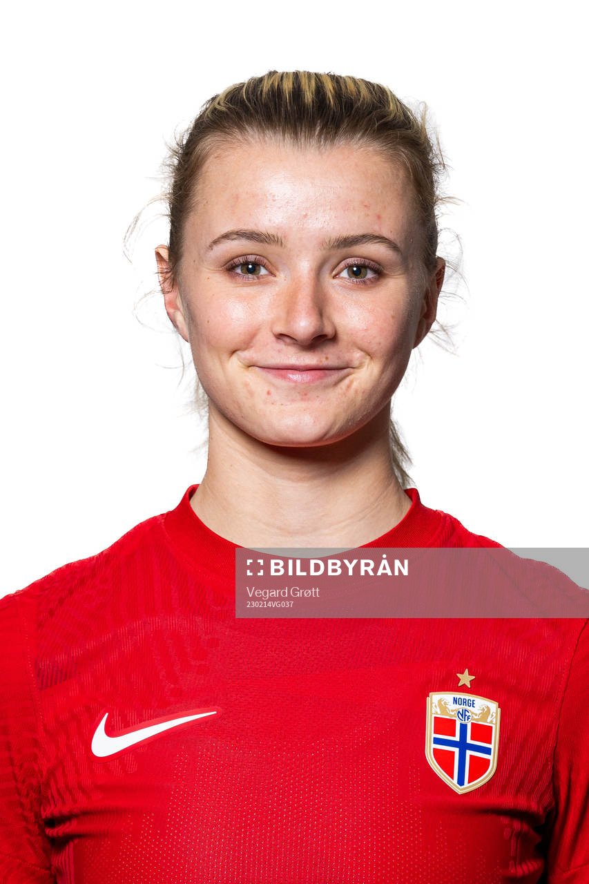 Thea Sørbo of the Norwegian women's national football team poses for a portrait on February 14, 2023 in Angers.