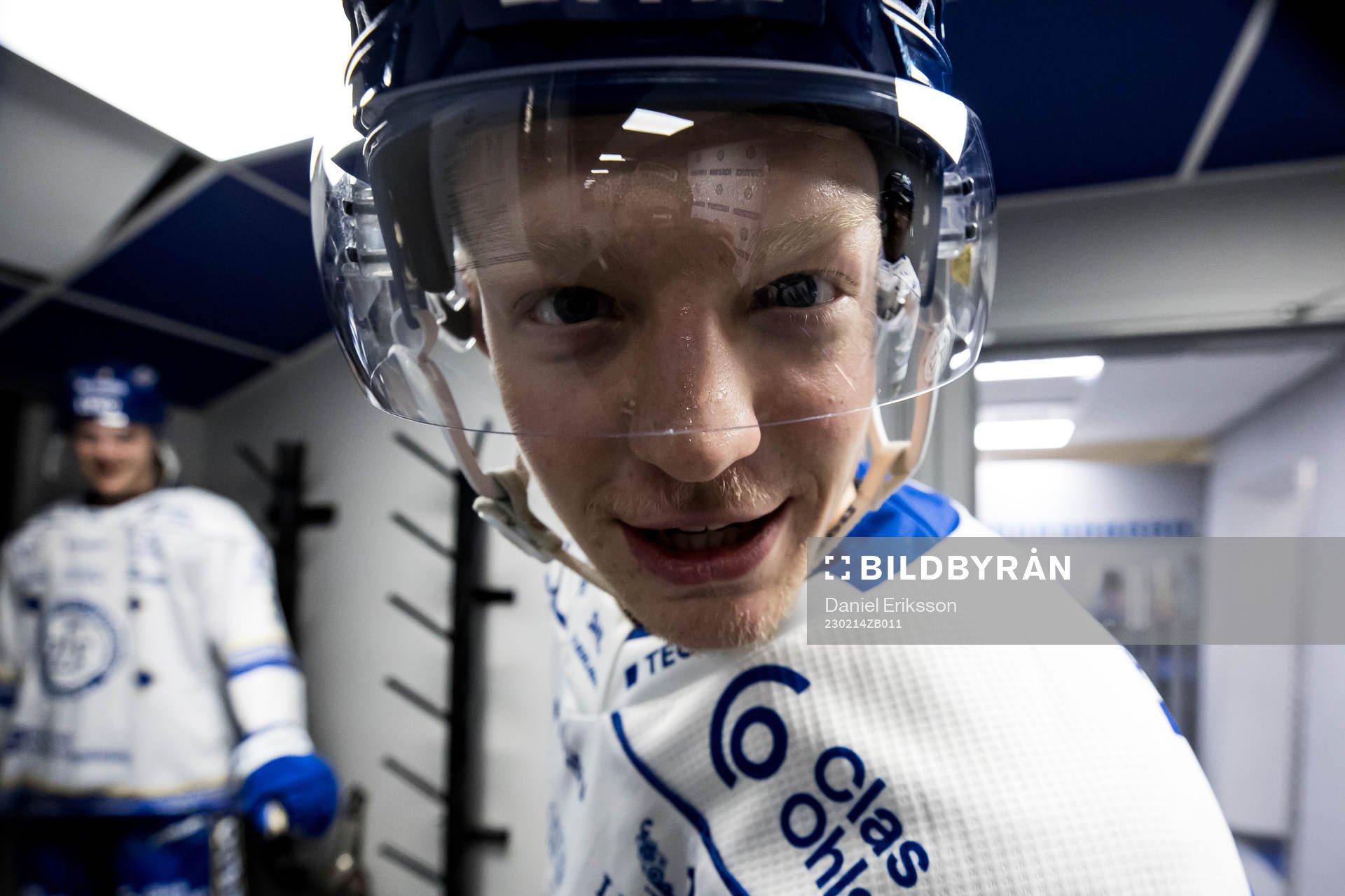 Leksands Emil Heineman innan ishockeymatchen i SHL mellan