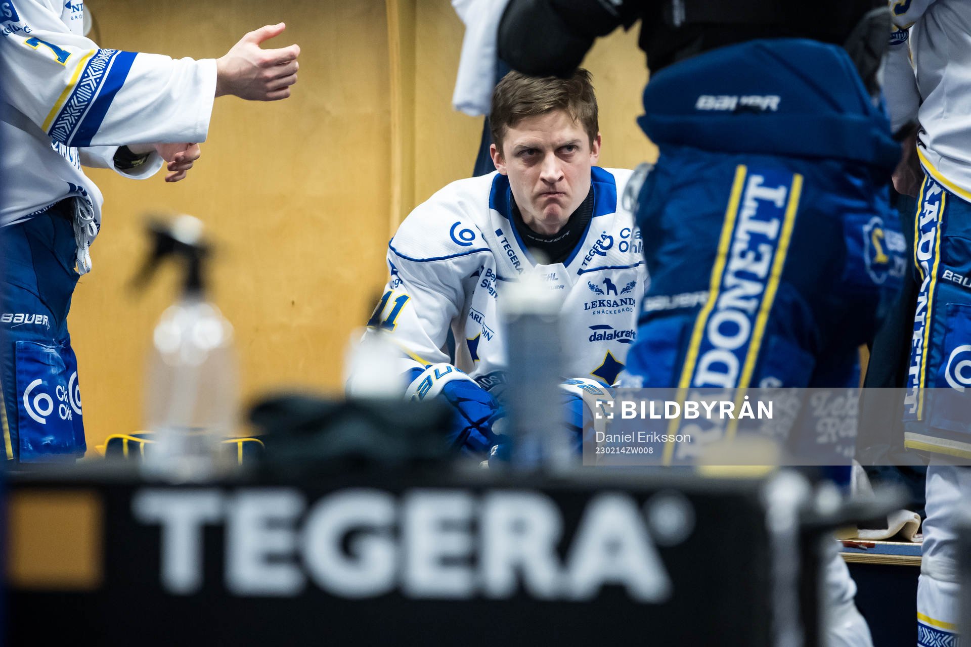 Leksands Martin Karlsson  innan ishockeymatchen i SHL