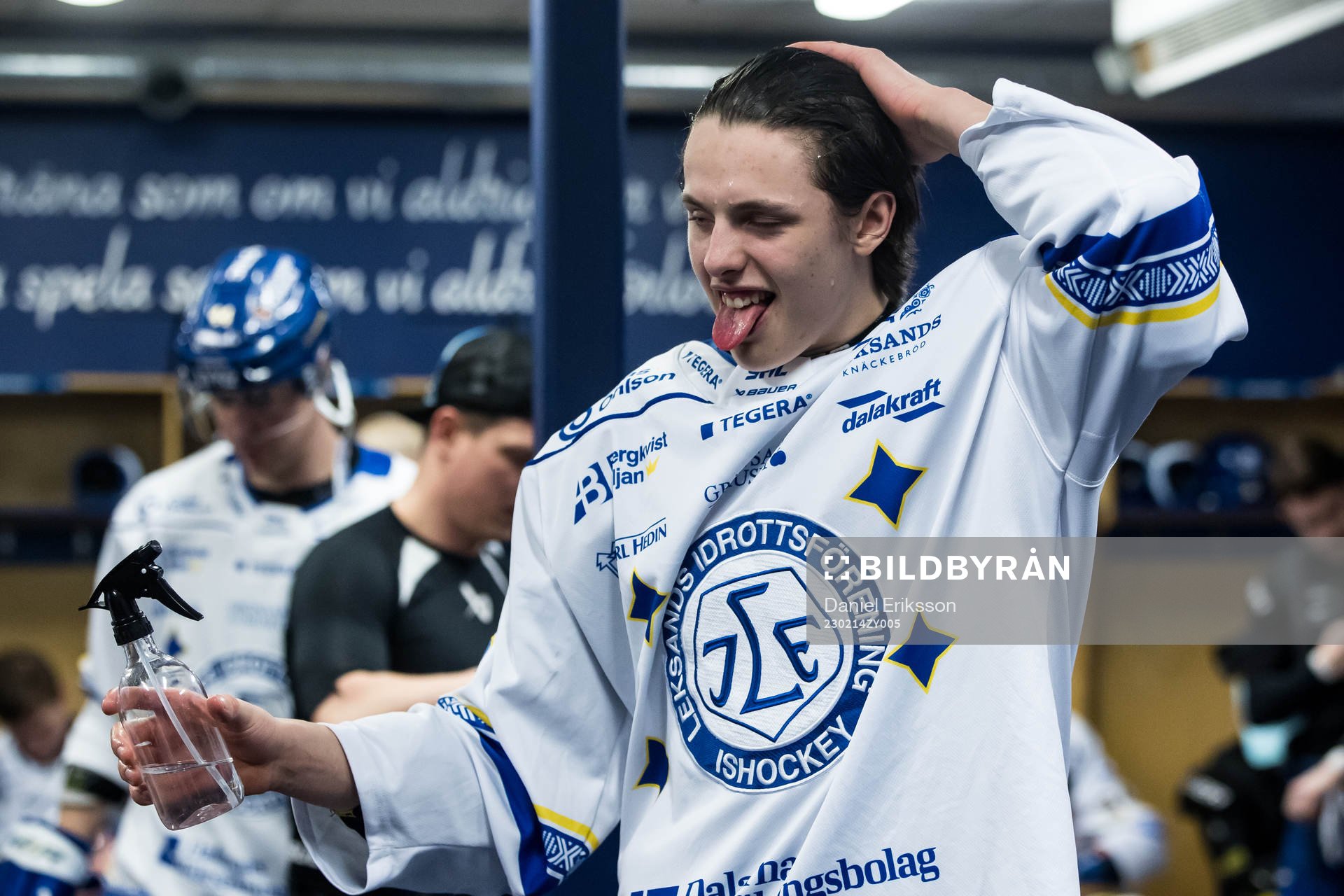 Leksands Anton Johansson  innan ishockeymatchen i SHL