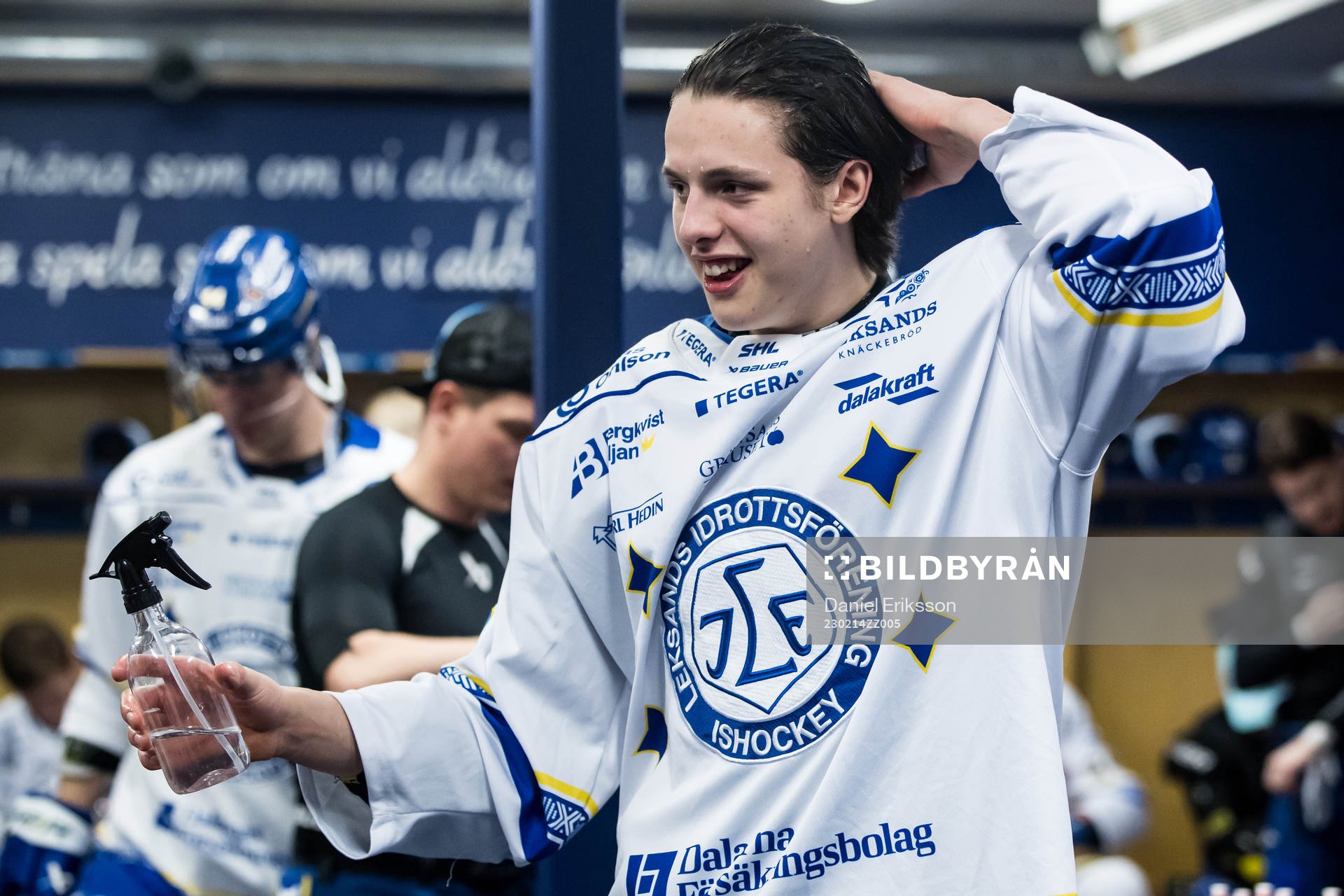 Leksands Anton Johansson  innan ishockeymatchen i SHL